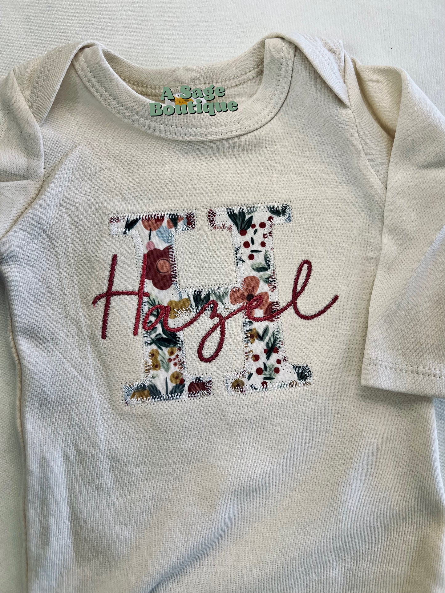 Floral Applique initial