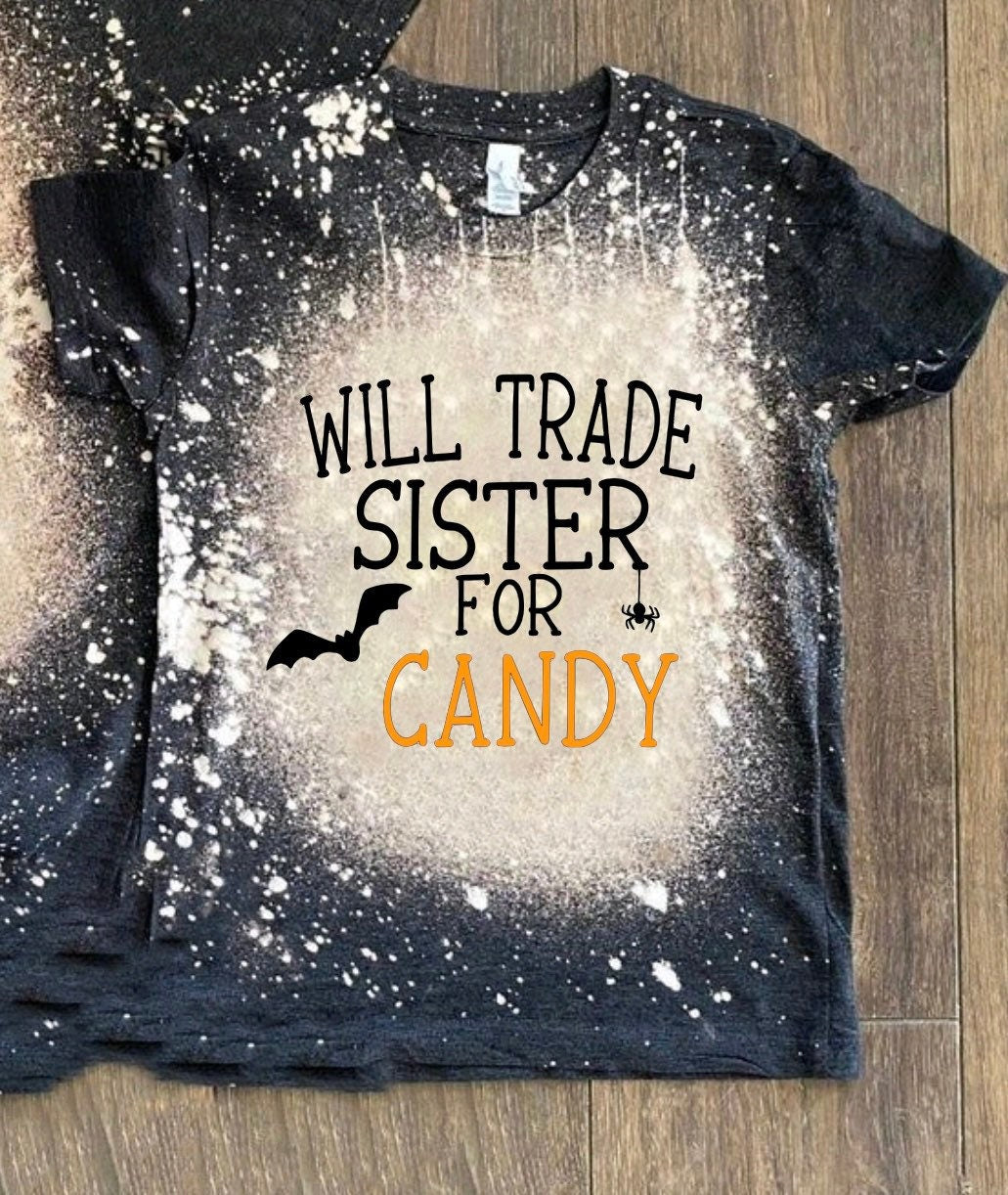 Will trade sibling for candy, Halloween candy, fun kids Halloween t shirt, holiday shirt, sibling matching tshirts, sibling, mama, silly tee