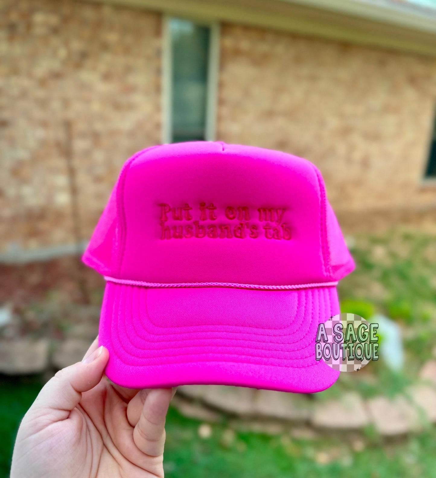 Put it on my _’s tab - trucker hat - foam trucker - husbands tab - boyfriends tab - put it on my husbands tab - foam truck hat - hubby -wife