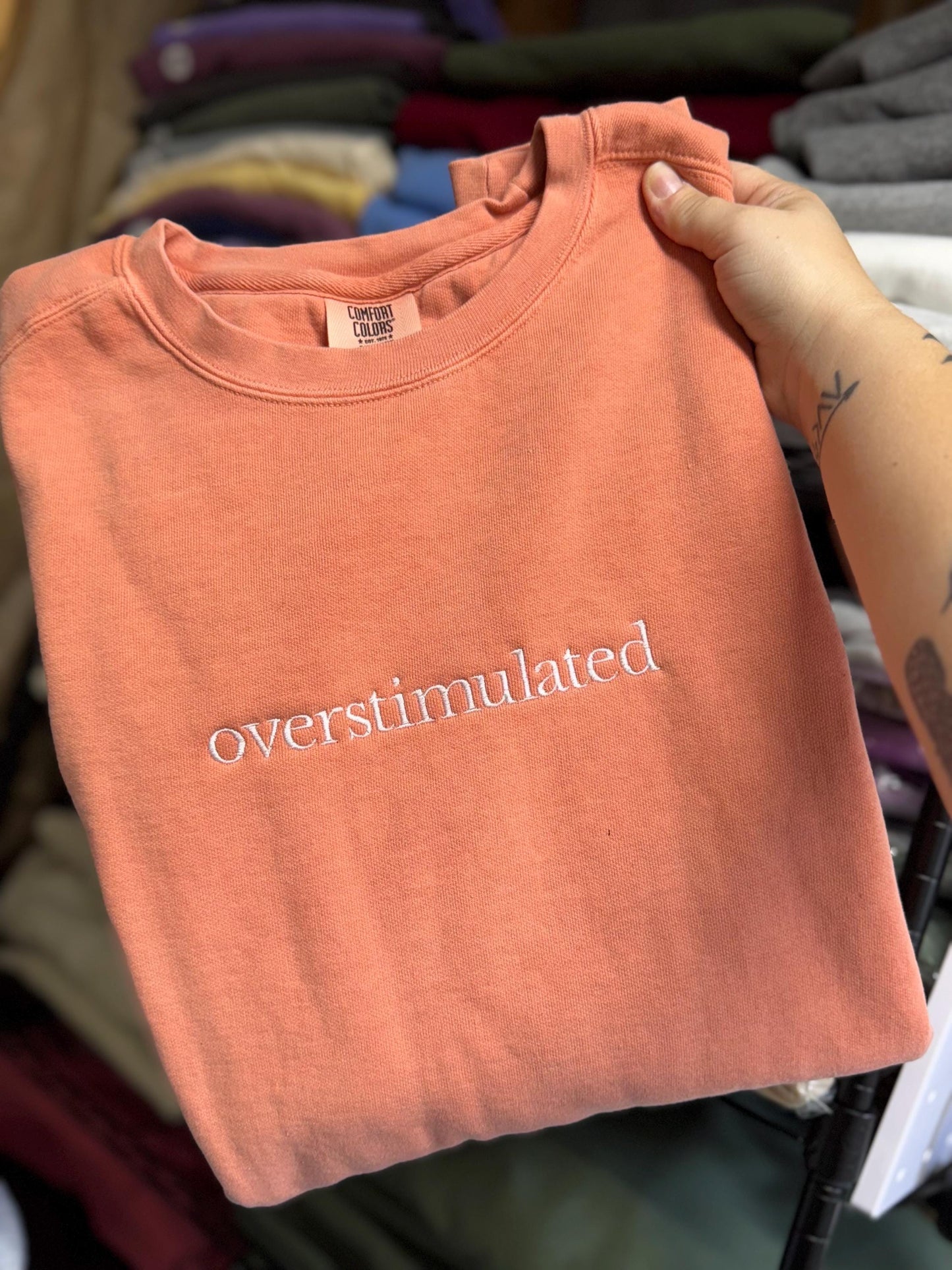 Overstimulated- embroidered - overthinking- overthinker - mom life - mama - xanax - I’m just a girl - stimulated- happy pills