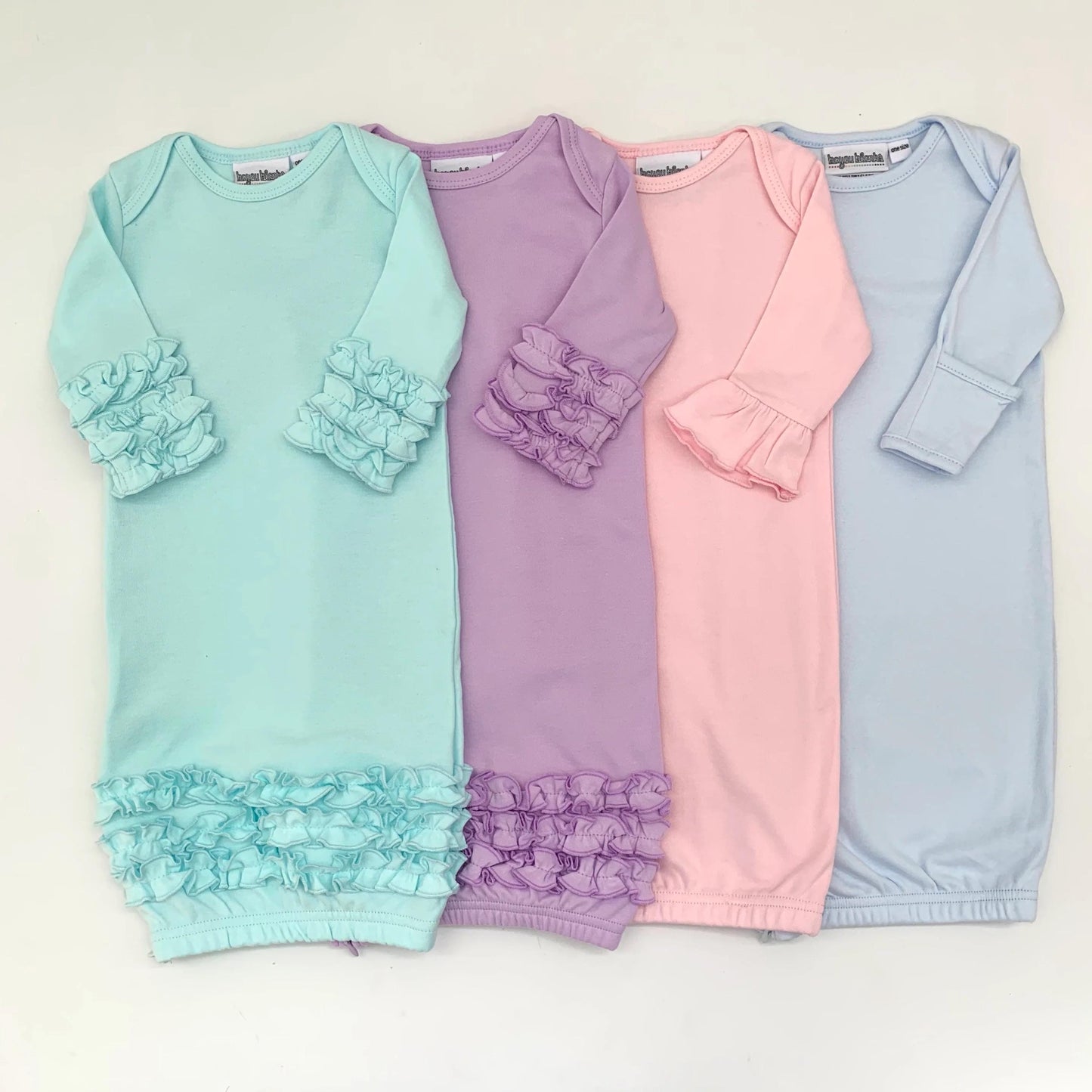 Embroidered applique infant newborn gown, leopard cheetah applique with cursive name, personalized custom infant baby gown, baby gift, baby