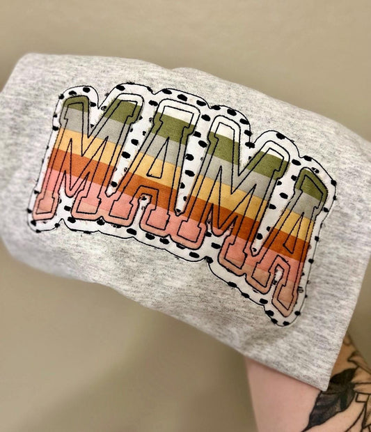 Appliqué Mama - t shirt - sweatshirt - comfort colors - mama embroidered - embroidery - mama t shirt - mom - appliqué - rainbow