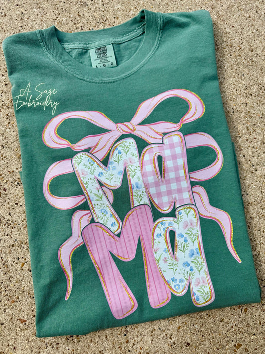 Mama on comfort colors, Gildan, tank top summer, mama floral, plaid couchette mama dtf design, unisex fit, floral striped mama, coquette bow