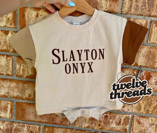 Color block bubble romper / embroidered bubble romper / bubble romper with custom embroidery personalized bubble romper / boys and girls