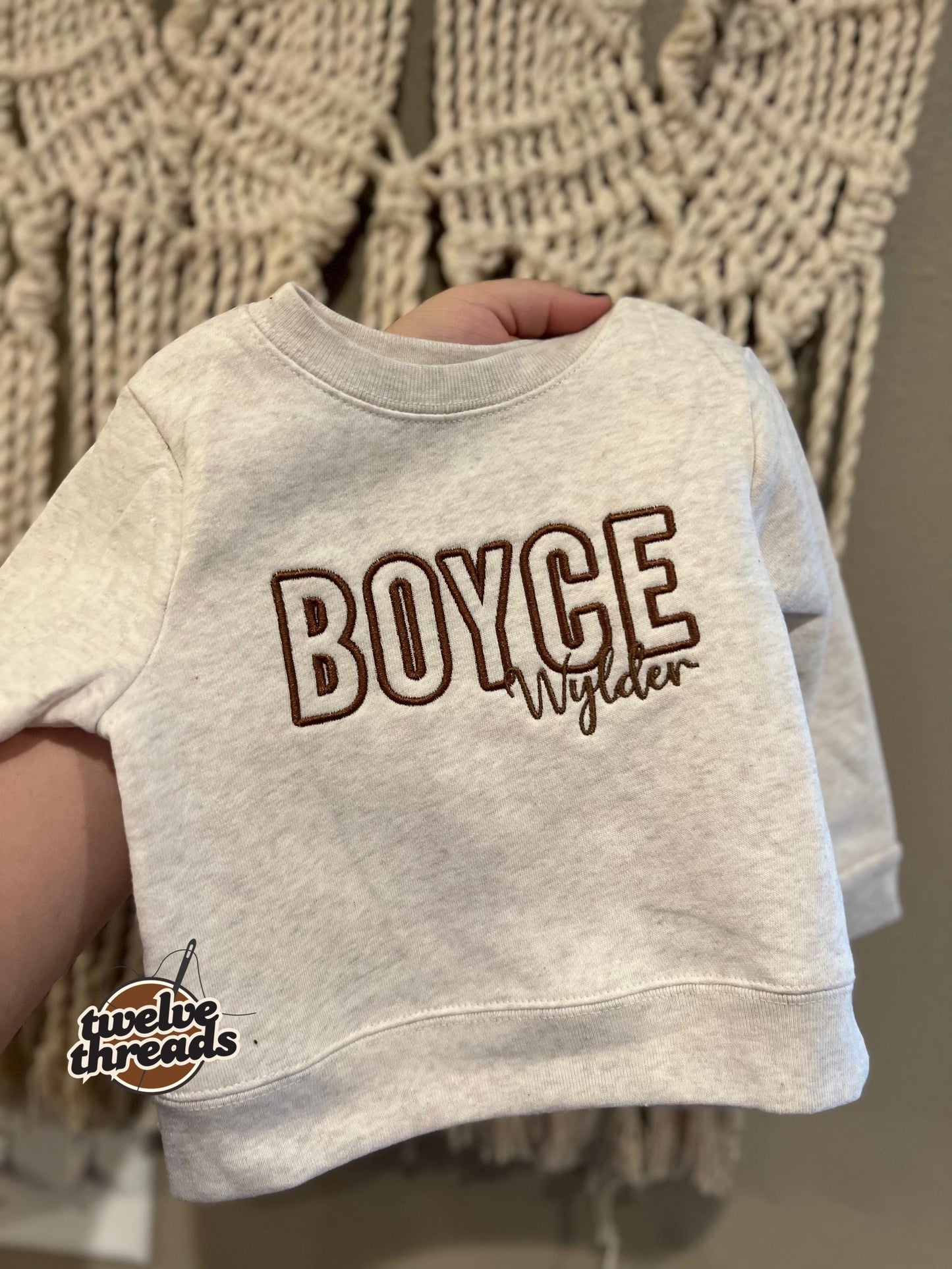 Kids Double name Embroidered Sweatshirt - youth - baby - kids embroidery - monogram - initials - embroidered names - sweatshirt - crew neck