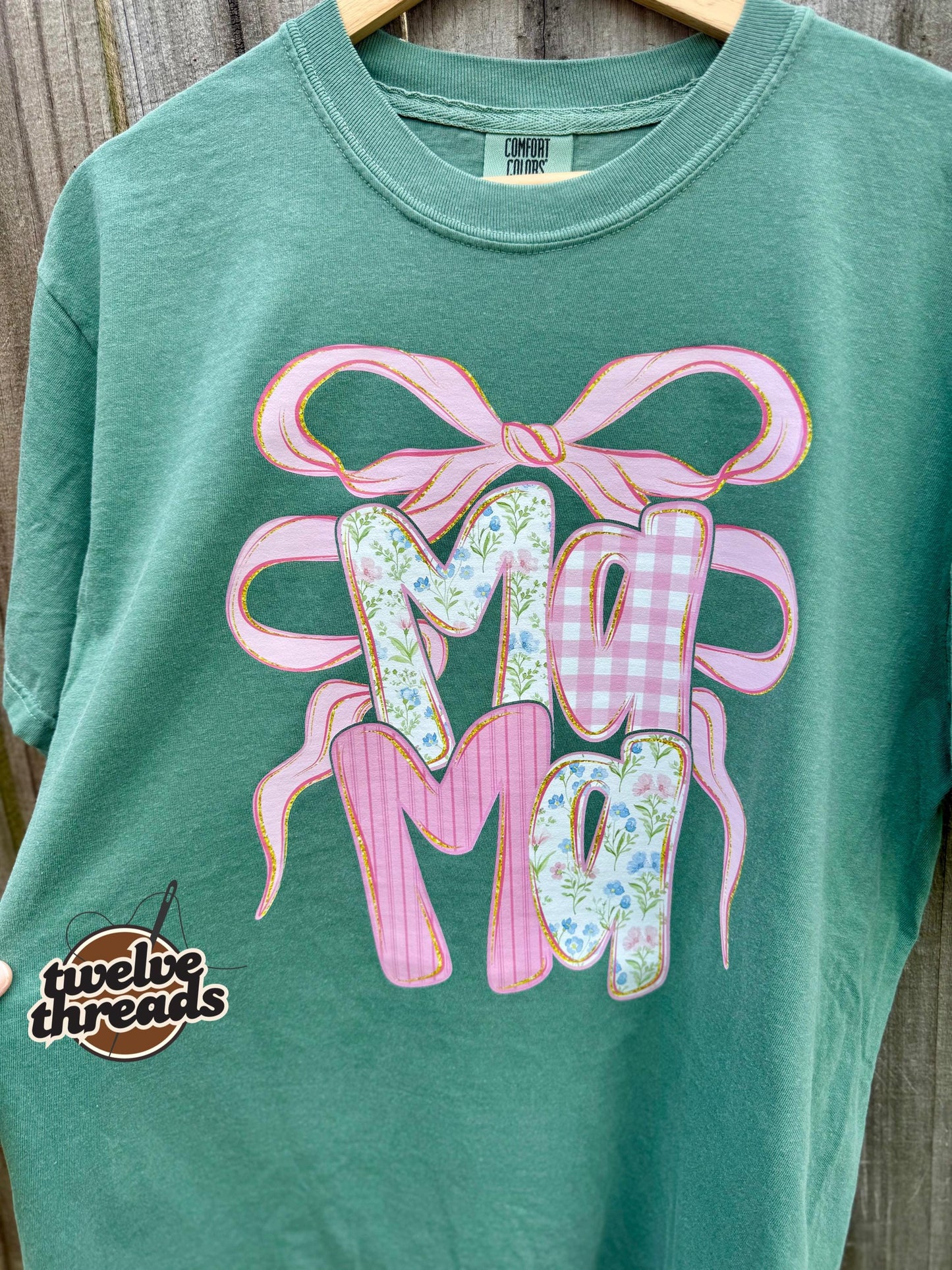 Mama on comfort colors, Gildan, tank top summer, mama floral, plaid couchette mama dtf design, unisex fit, floral striped mama, coquette bow