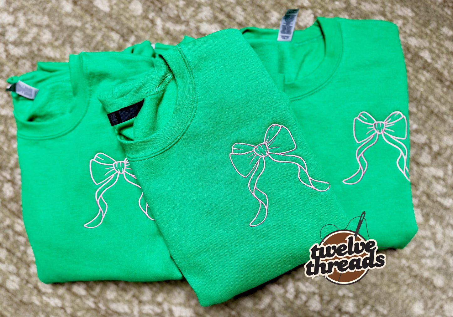 Embroidered coquette bow, pocket design, embroidery, girly sweatshirt, Valentine’s Day, vday, holiday crewneck, pocket designs, valentines