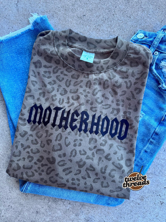Embroidered motherhood punk rock font, mama t shirt, embroidery, embroidered comfort colors, mom, mama, Mother’s Day, Gildan, motherhood,tee