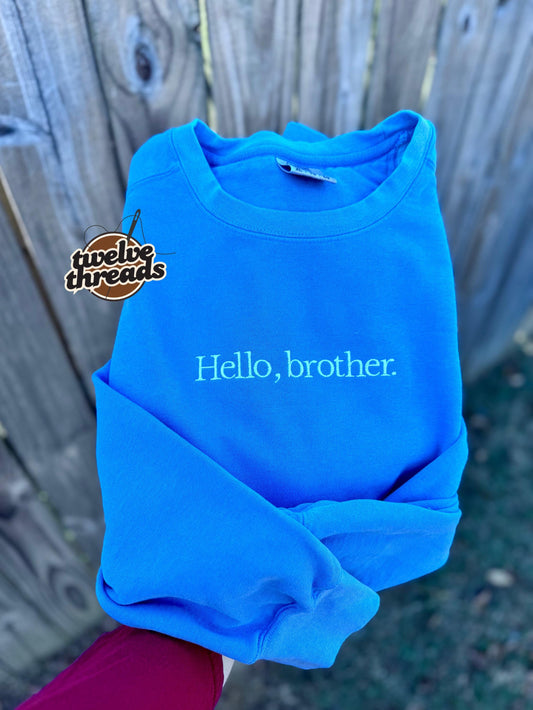 Embroidered Hello, brother tee TVD - the vampire diaries- Salvatore brothers - Damon - Stefan - Elena- the originals - legacies - Ian - Paul