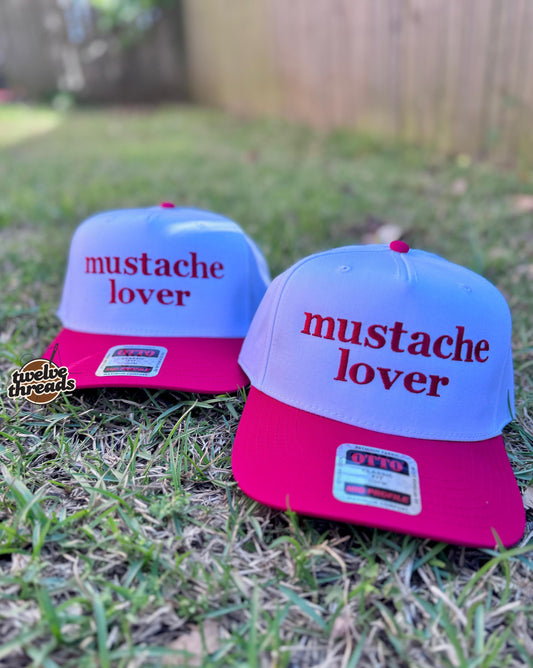 Embroidered MUSTACHE LOVER Otto cap, 5 panel Otto cap, trucker hat, custom embroidery, embroidery trucker hat, funny, trucker, hat, cute hat