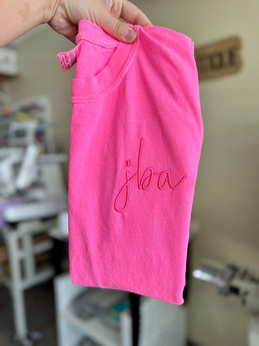 LARGE Neon pink / monogram “jba”