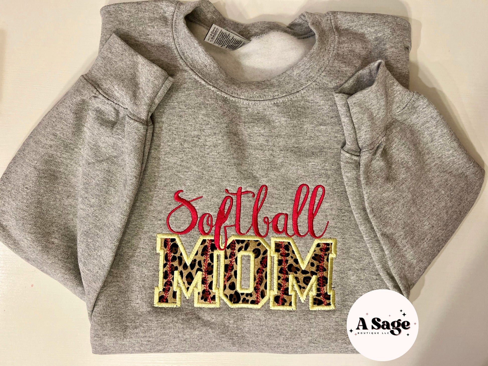 Baseball/softball mom - embroidered - leopard - cheetah - mom - baseball - softball - mama - appliqué - mama embroidery - embroidered - tee