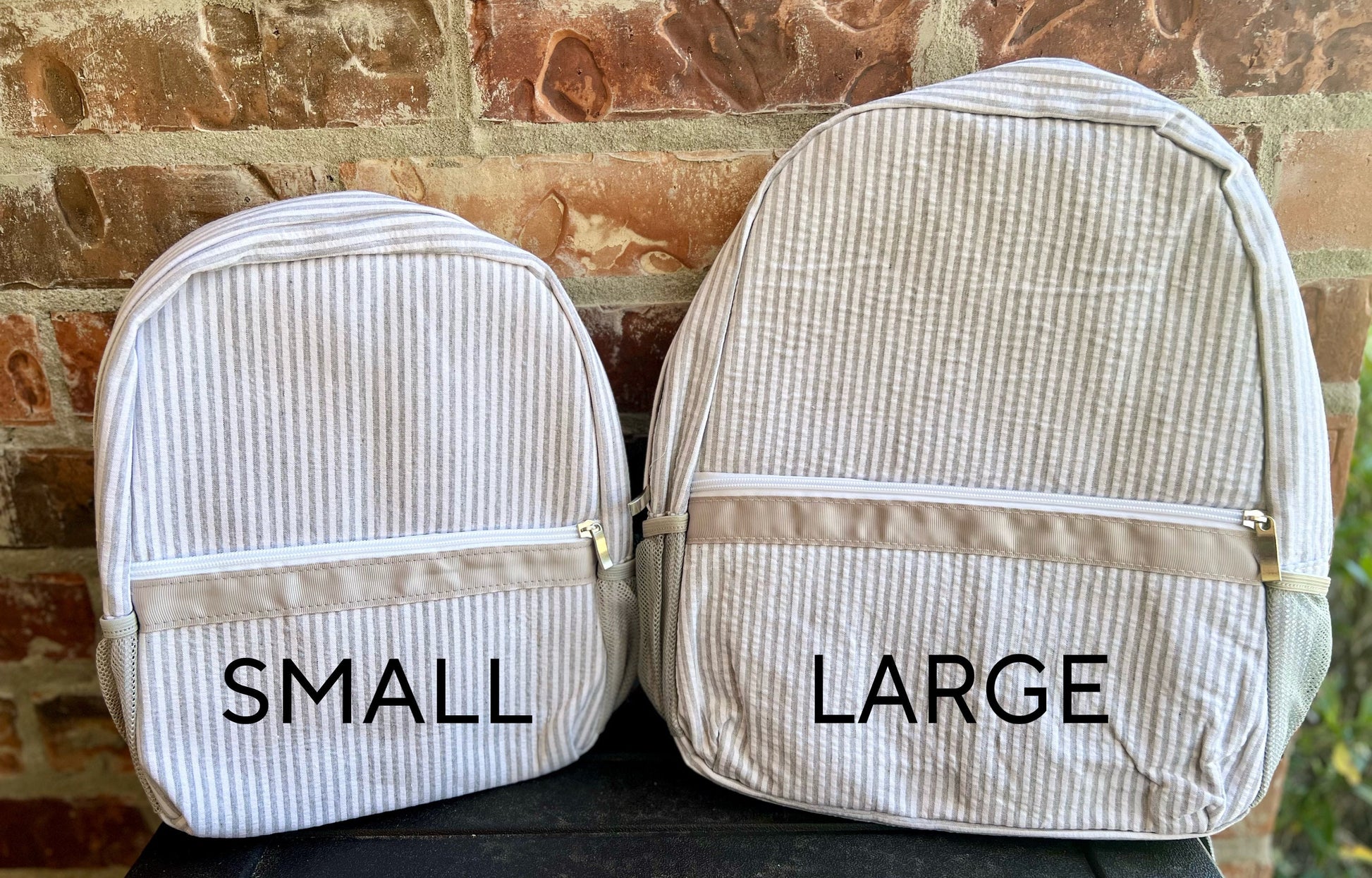 Embroidered Seersucker backpack - diaper bag- elephant - kids backpack - diaper bag - adult backpack - embroidered backpack - embroidery