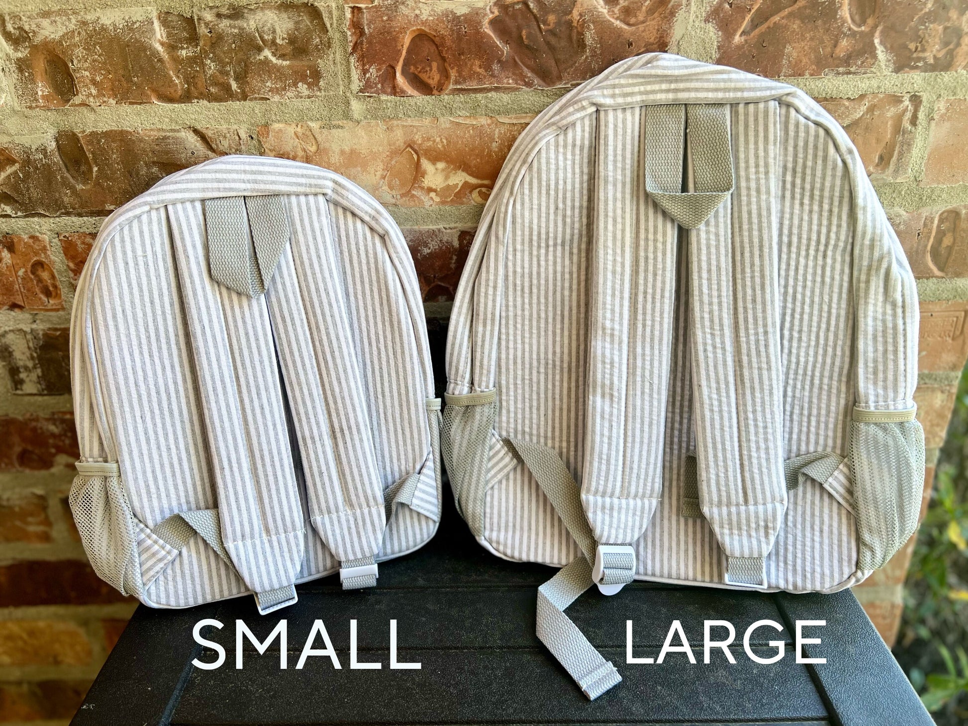 Embroidered Seersucker backpack - diaper bag- elephant - kids backpack - diaper bag - adult backpack - embroidered backpack - embroidery