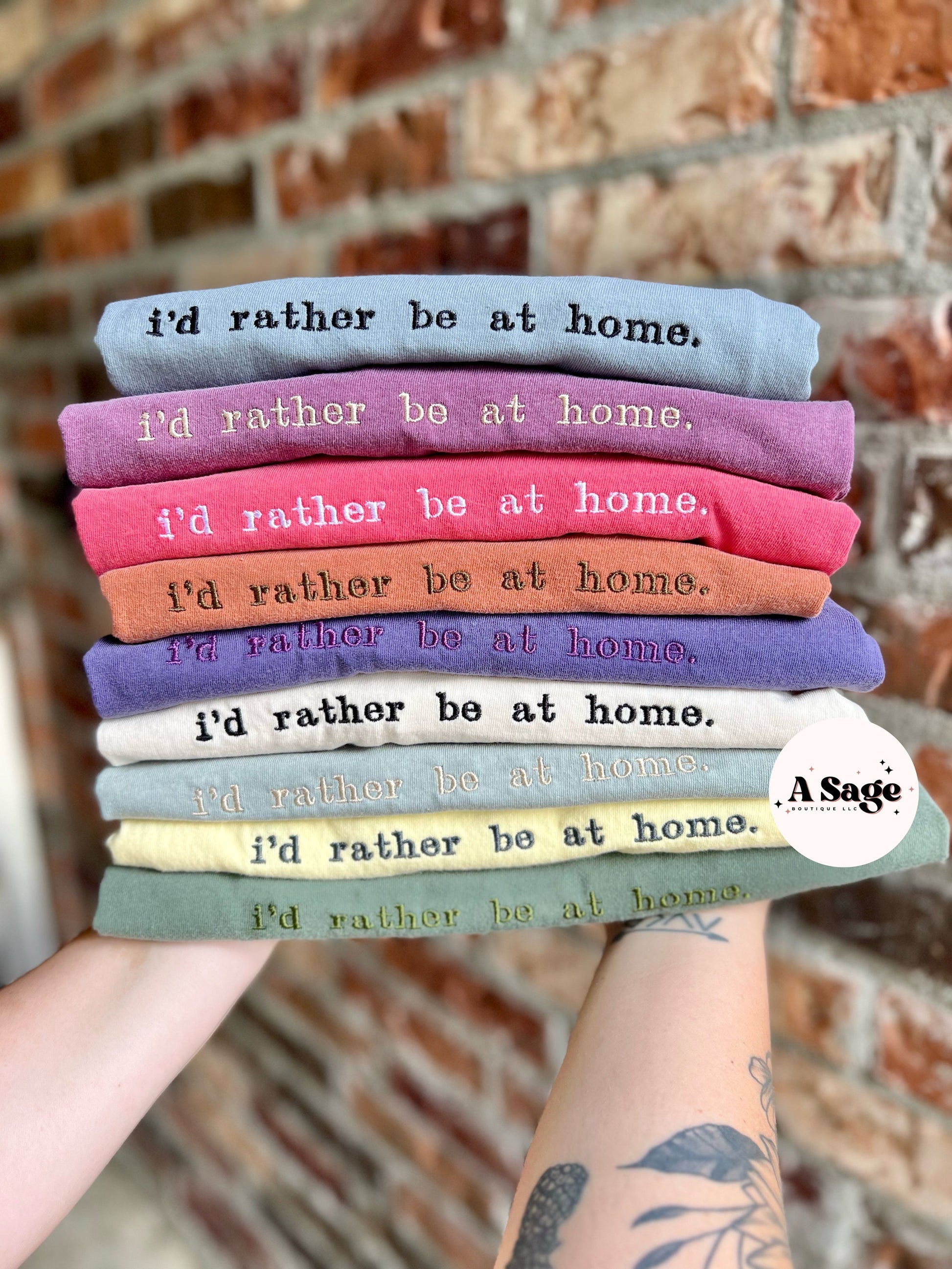 I’d rather be at home. Sweatshirt - t shirt - embroidered- SAHM - comfort colors - Gildan - cozy - not going - funny shirt - antisocial