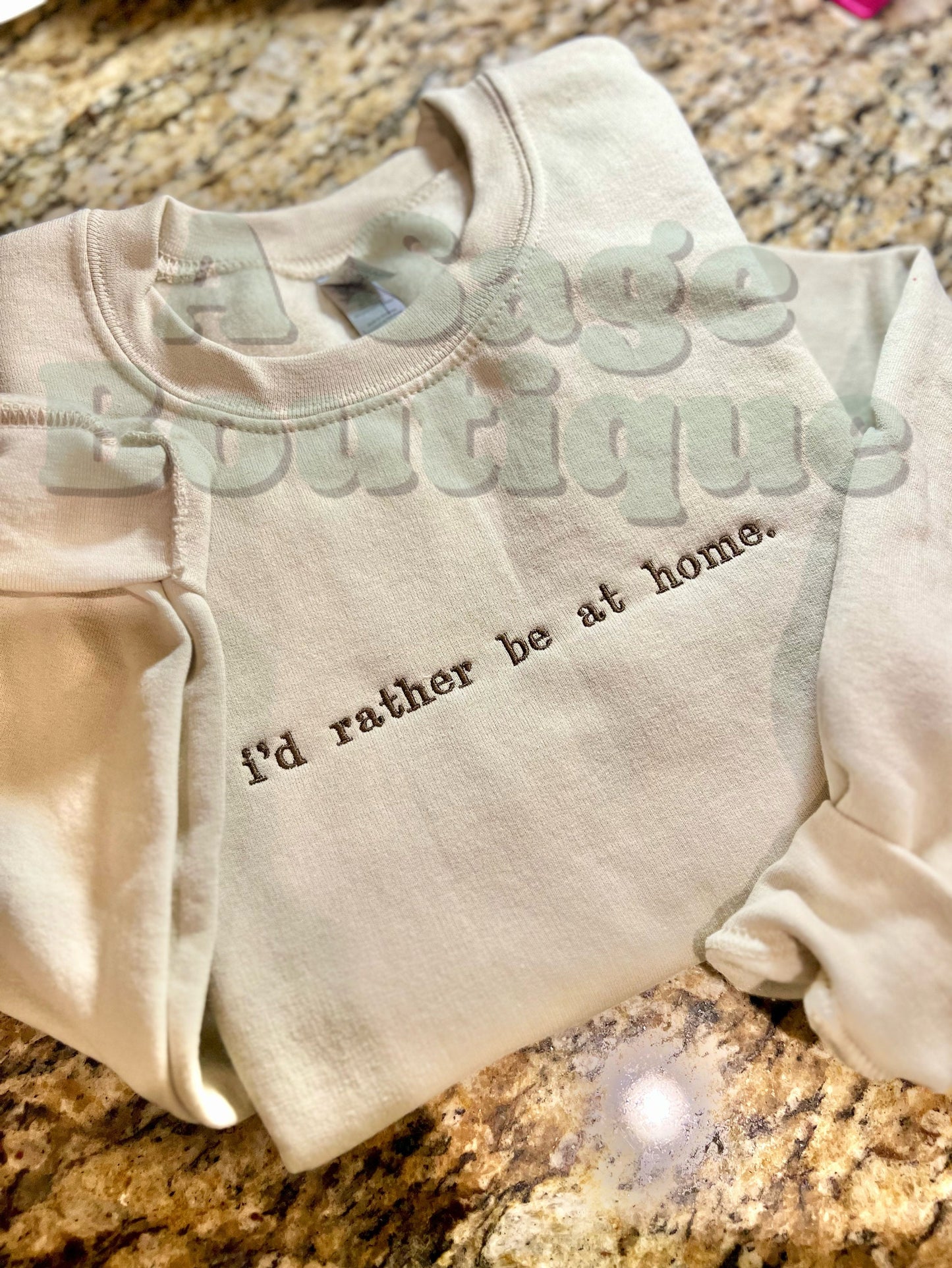 I’d rather be at home. Sweatshirt - t shirt - embroidered- SAHM - comfort colors - Gildan - cozy - not going - funny shirt - antisocial