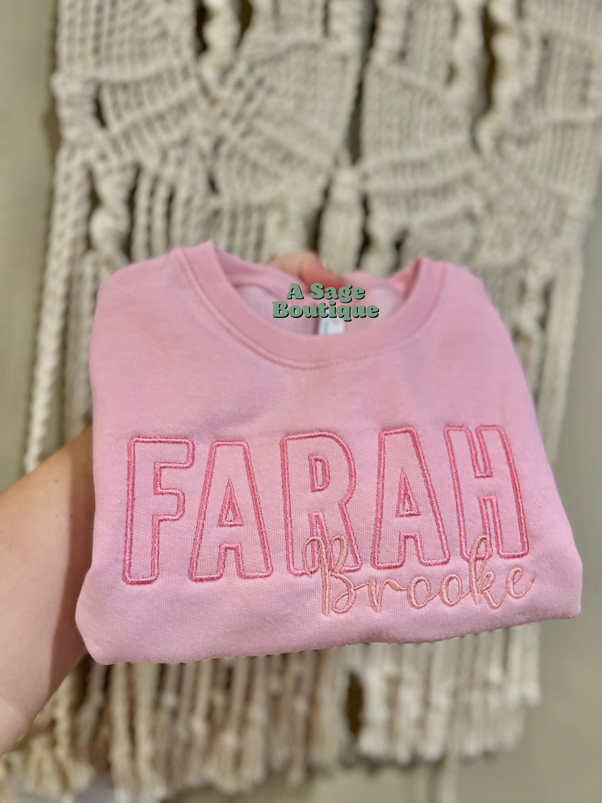 Kids Double name Embroidered Sweatshirt - youth - baby - kids embroidery - monogram - initials - embroidered names - sweatshirt - crew neck