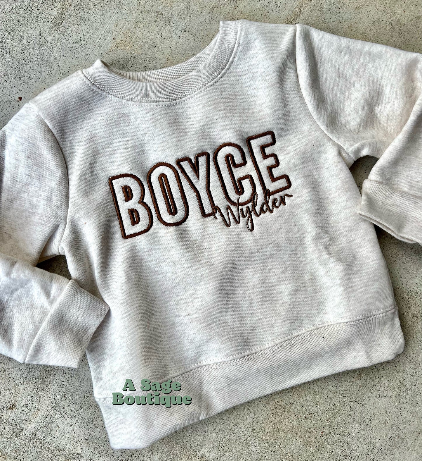 Kids Double name Embroidered Sweatshirt - youth - baby - kids embroidery - monogram - initials - embroidered names - sweatshirt - crew neck