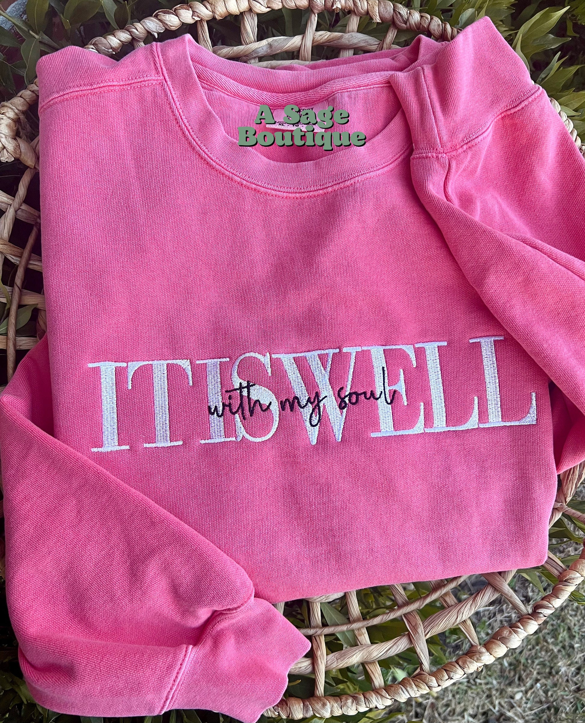 It is well with my soul - embroidered t shirt - embroidered sweatshirt - peace of mind t shirt - soul sweatshirt - embroidery - embroidered