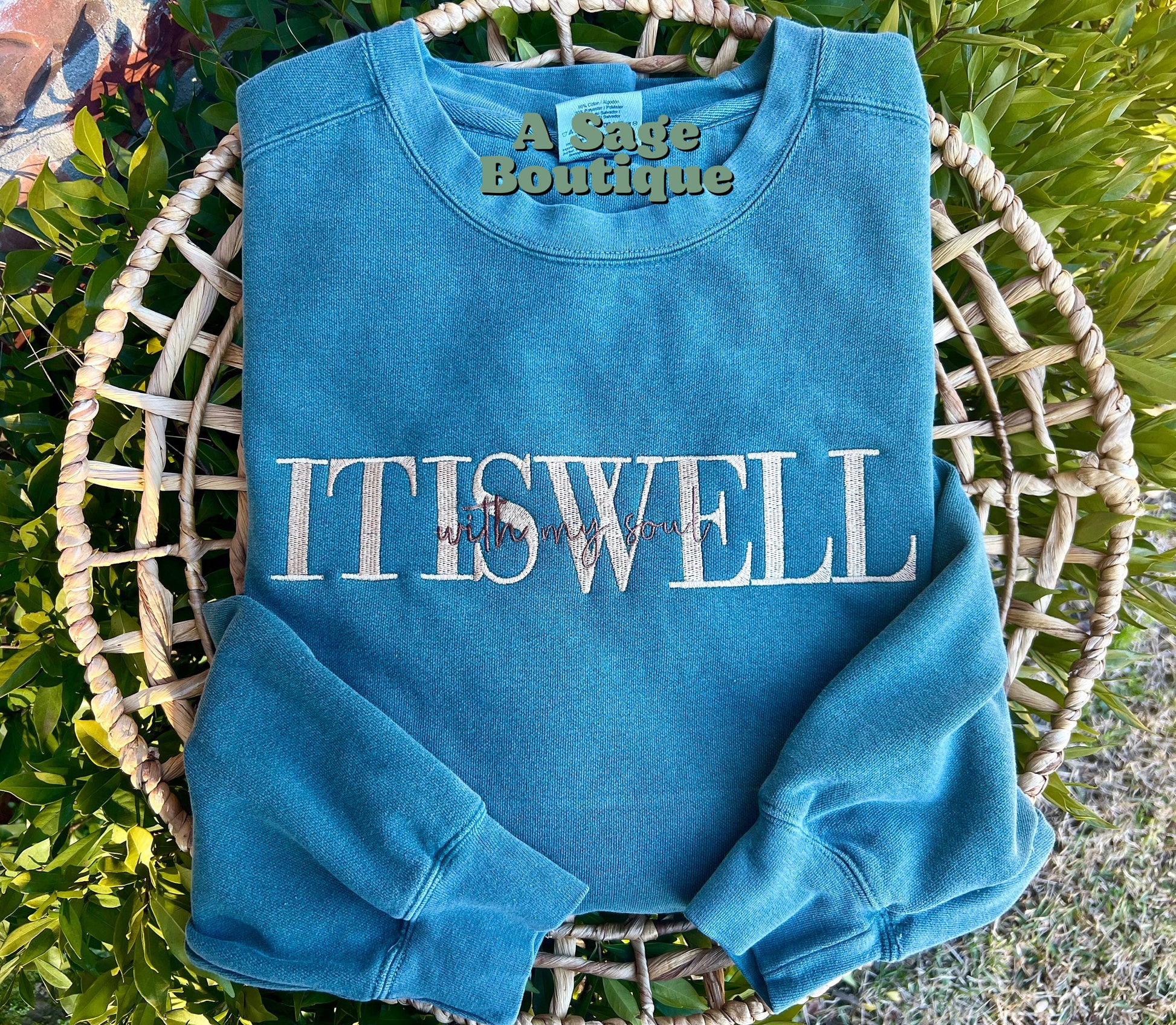 It is well with my soul - embroidered t shirt - embroidered sweatshirt - peace of mind t shirt - soul sweatshirt - embroidery - embroidered
