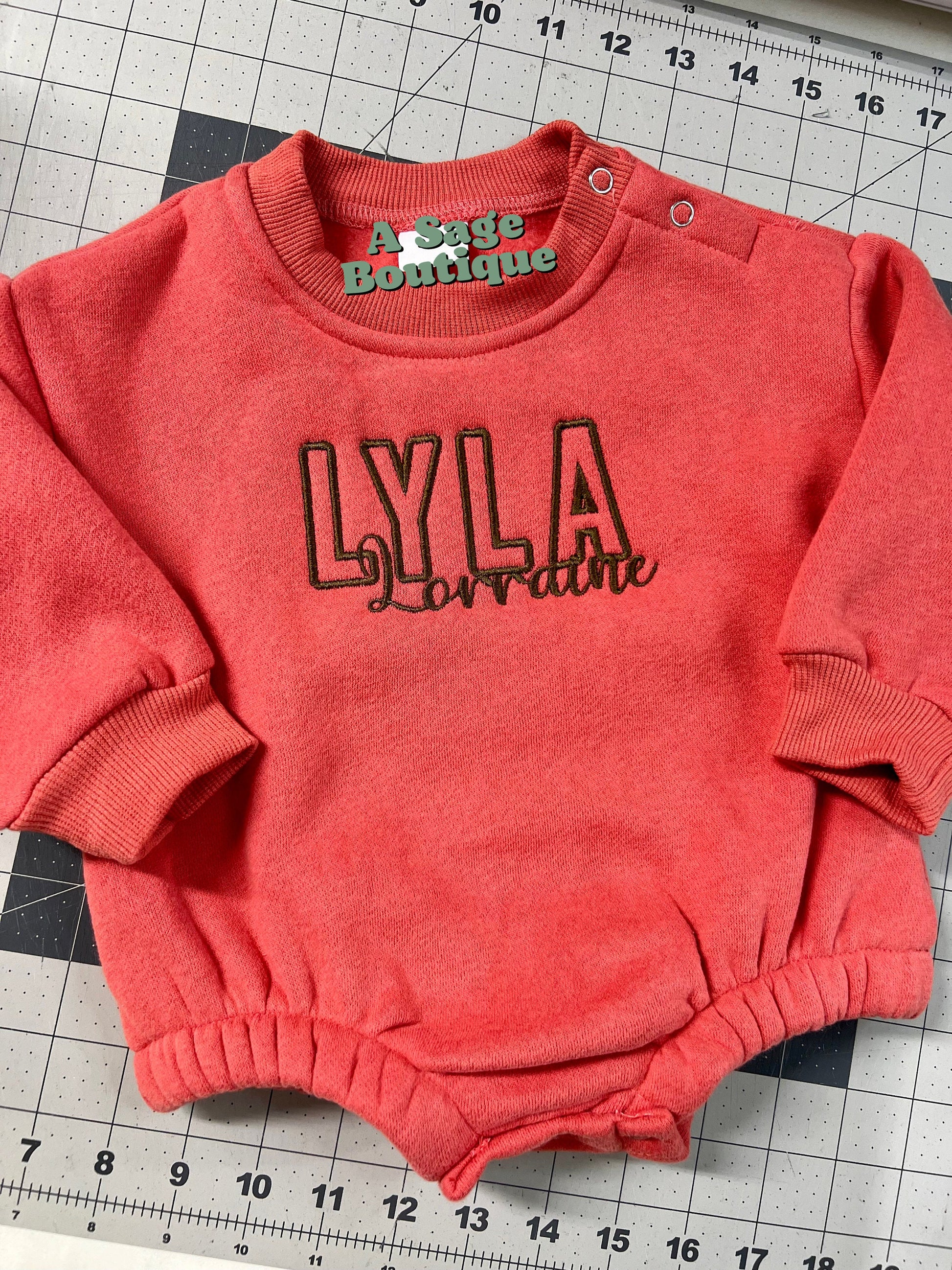 Kids Double name Embroidered Sweatshirt - youth - baby - kids embroidery - monogram - initials - embroidered names - sweatshirt - crew neck