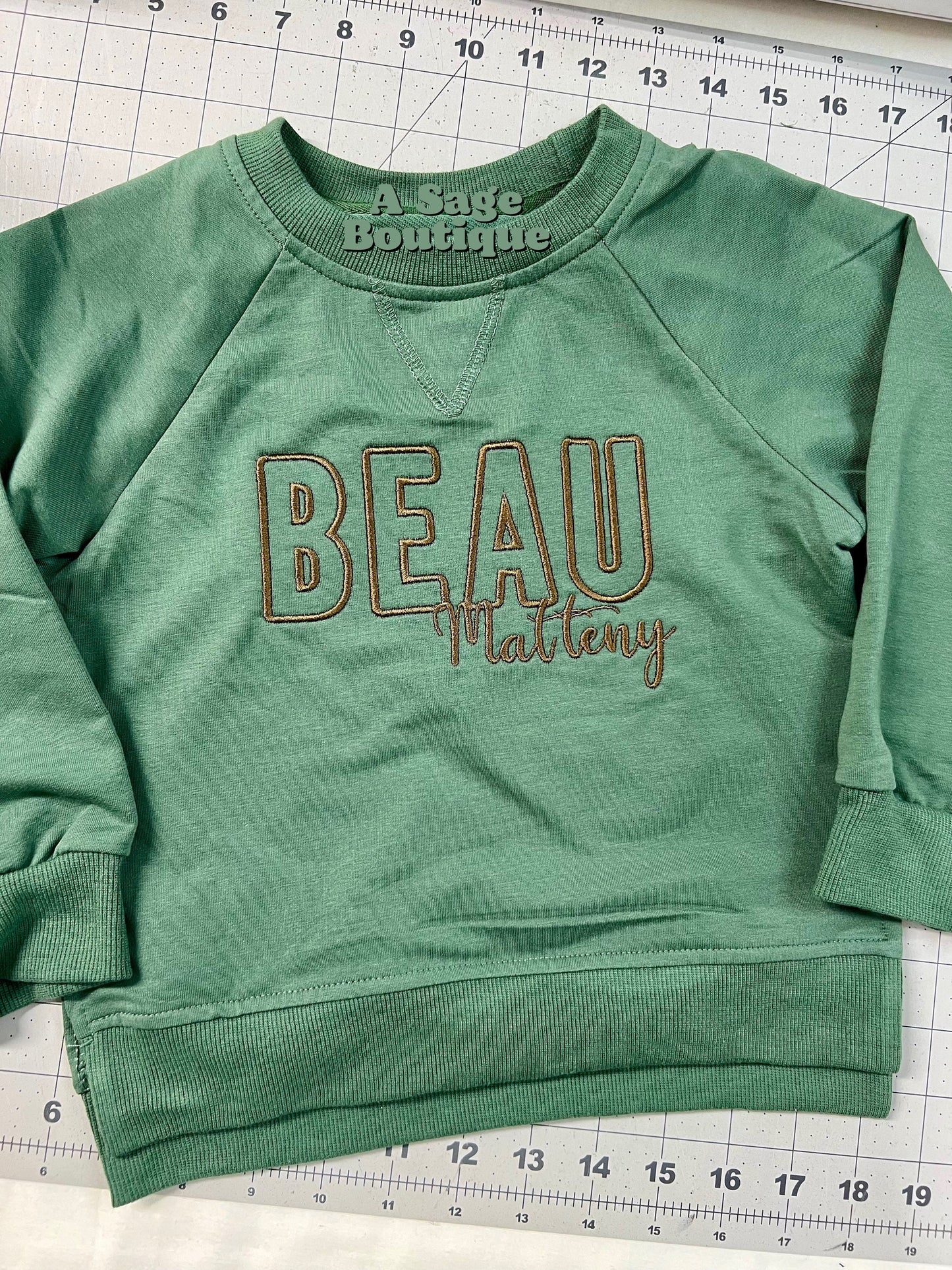 Kids Double name Embroidered Sweatshirt - youth - baby - kids embroidery - monogram - initials - embroidered names - sweatshirt - crew neck