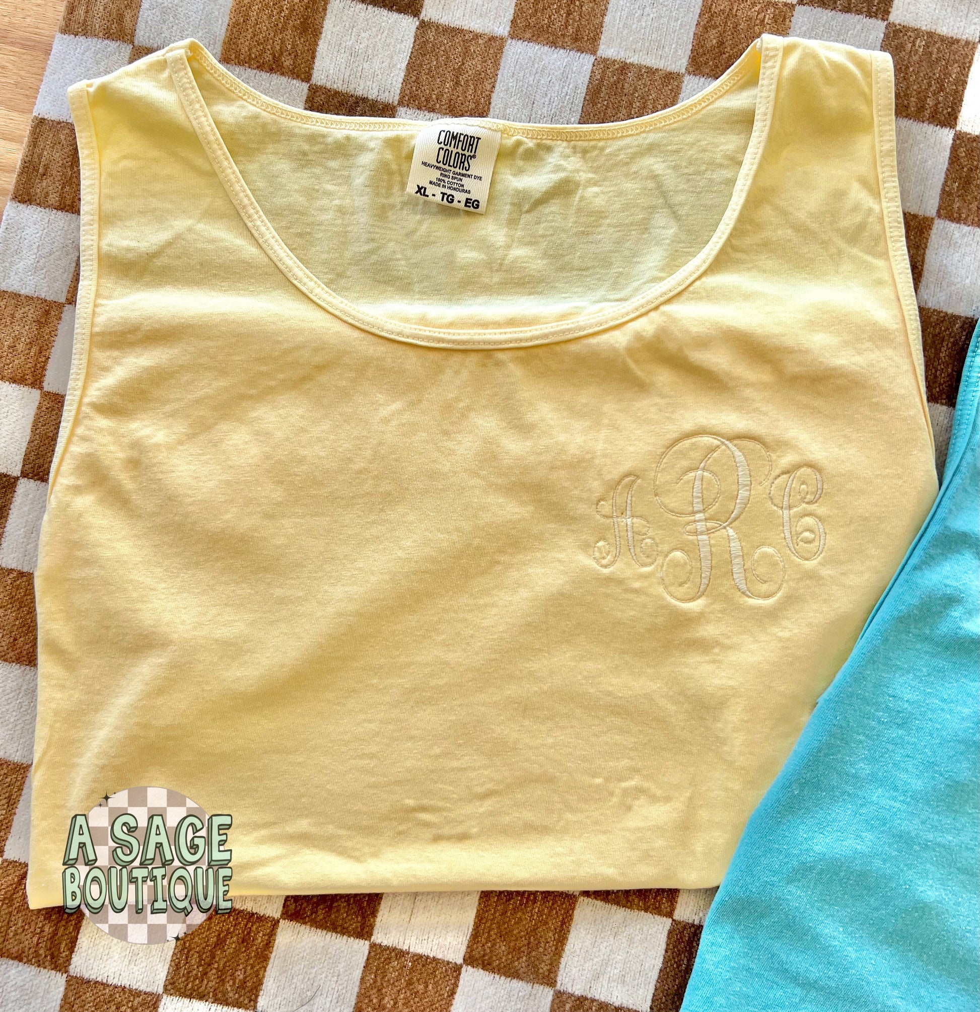 Monogram tank top - comfort colors tank top - unisex tank - monogram - embroidery - embroidered initials - custom t shirt - personalized tee