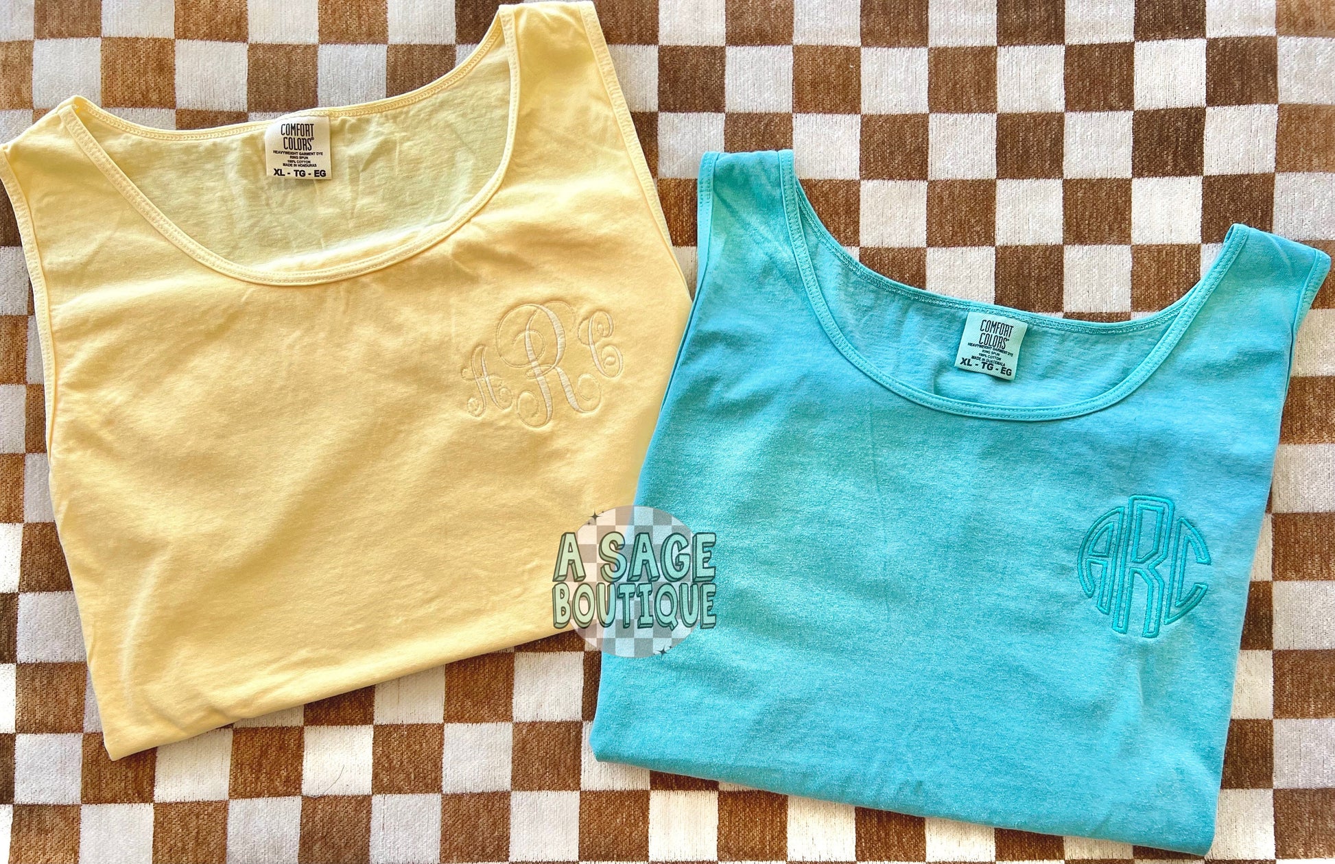 Monogram tank top - comfort colors tank top - unisex tank - monogram - embroidery - embroidered initials - custom t shirt - personalized tee