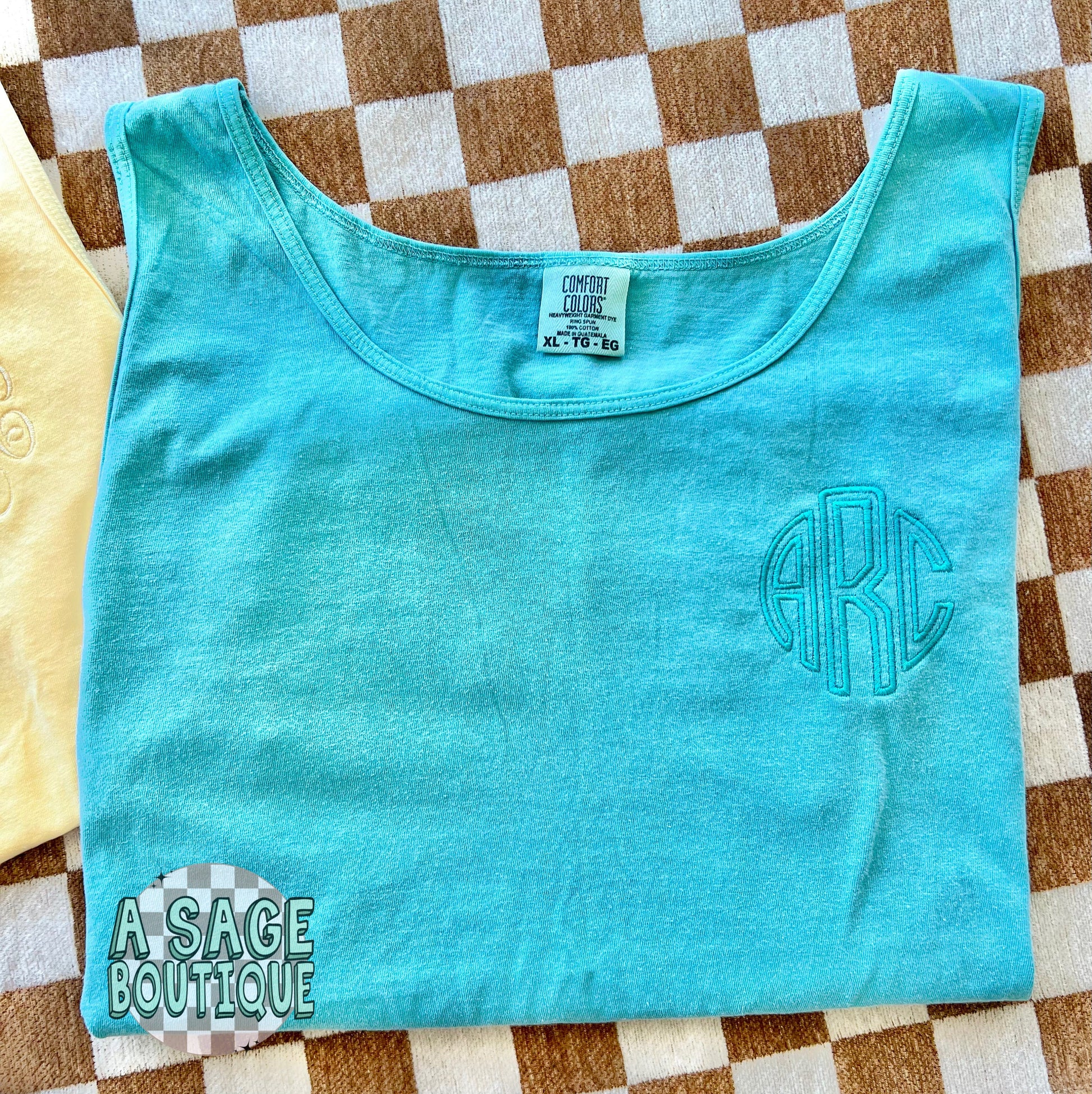 Monogram tank top - comfort colors tank top - unisex tank - monogram - embroidery - embroidered initials - custom t shirt - personalized tee