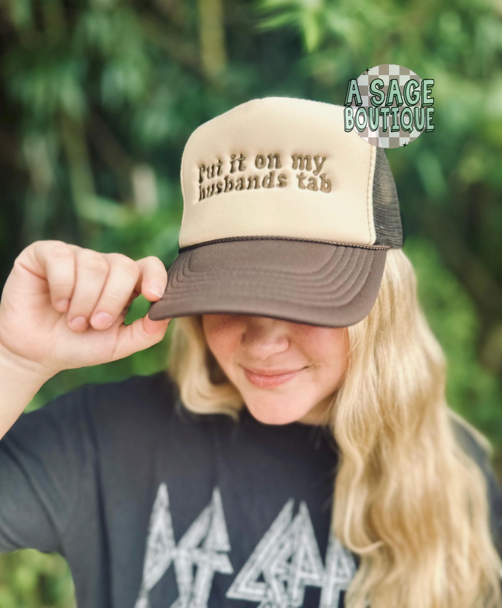 Put it on my _’s tab - trucker hat - foam trucker - husbands tab - boyfriends tab - put it on my husbands tab - foam truck hat - hubby -wife