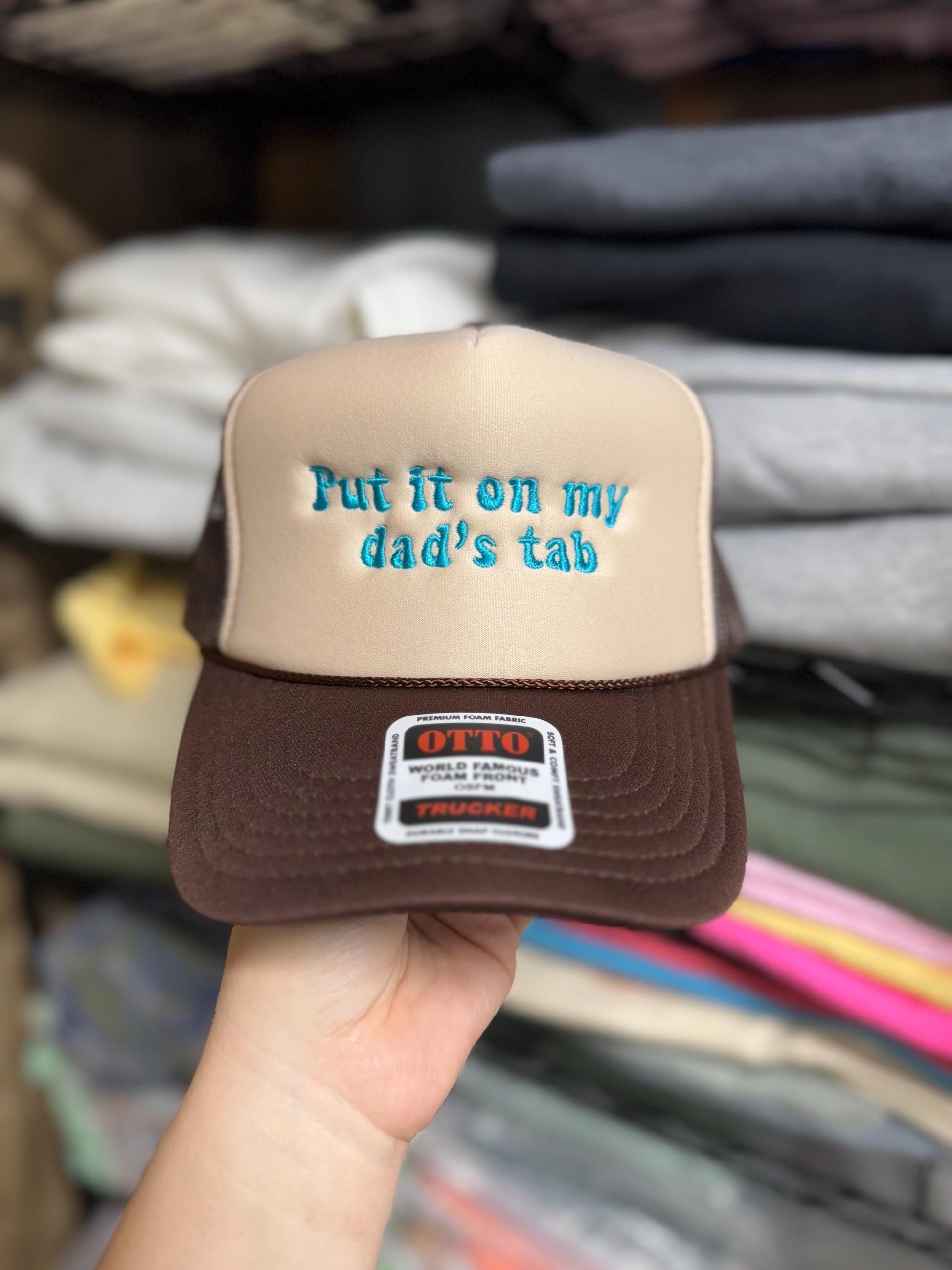 Put it on my _’s tab - trucker hat - foam trucker - husbands tab - boyfriends tab - put it on my husbands tab - foam truck hat - hubby -wife