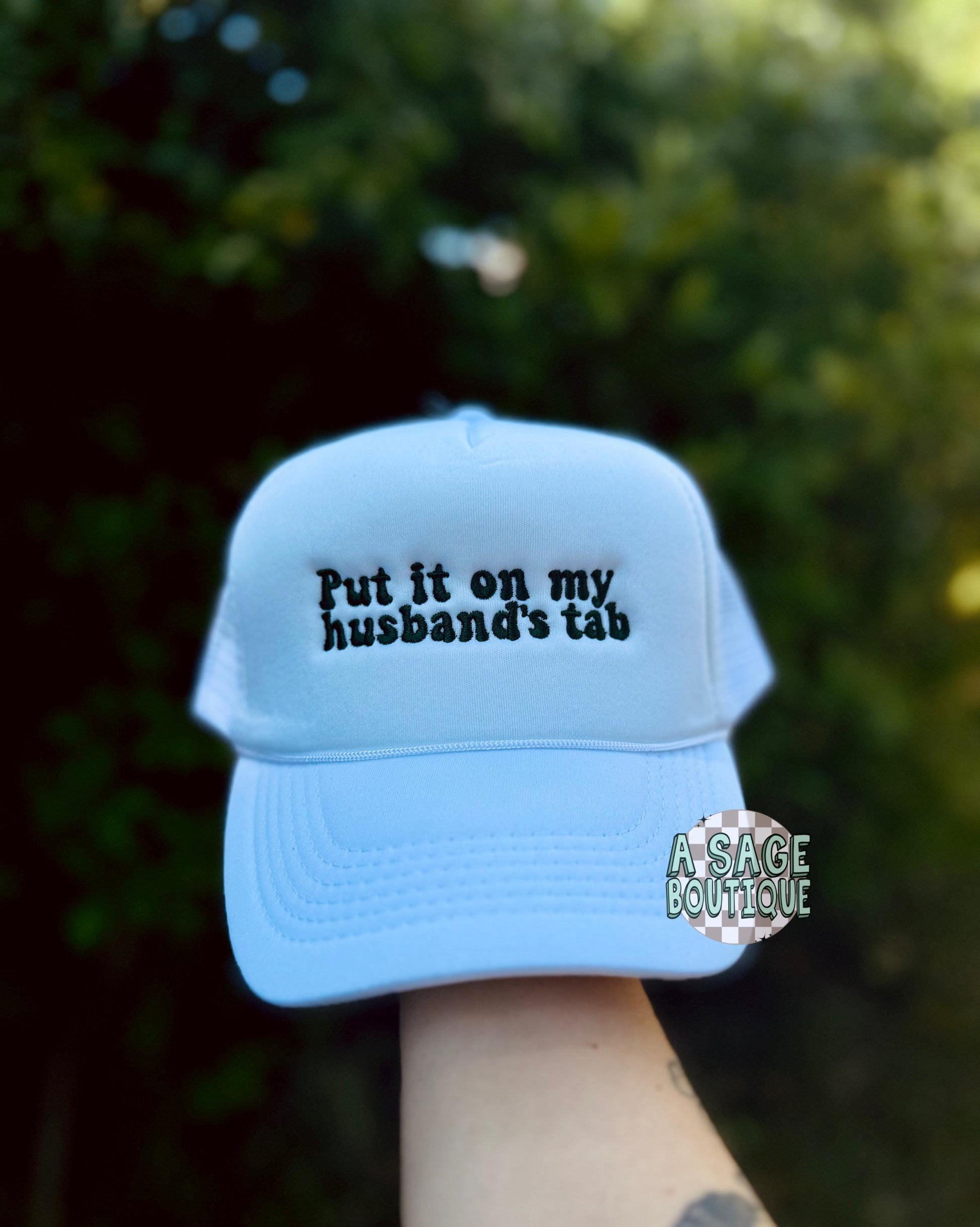 Put it on my _’s tab - trucker hat - foam trucker - husbands tab - boyfriends tab - put it on my husbands tab - foam truck hat - hubby -wife