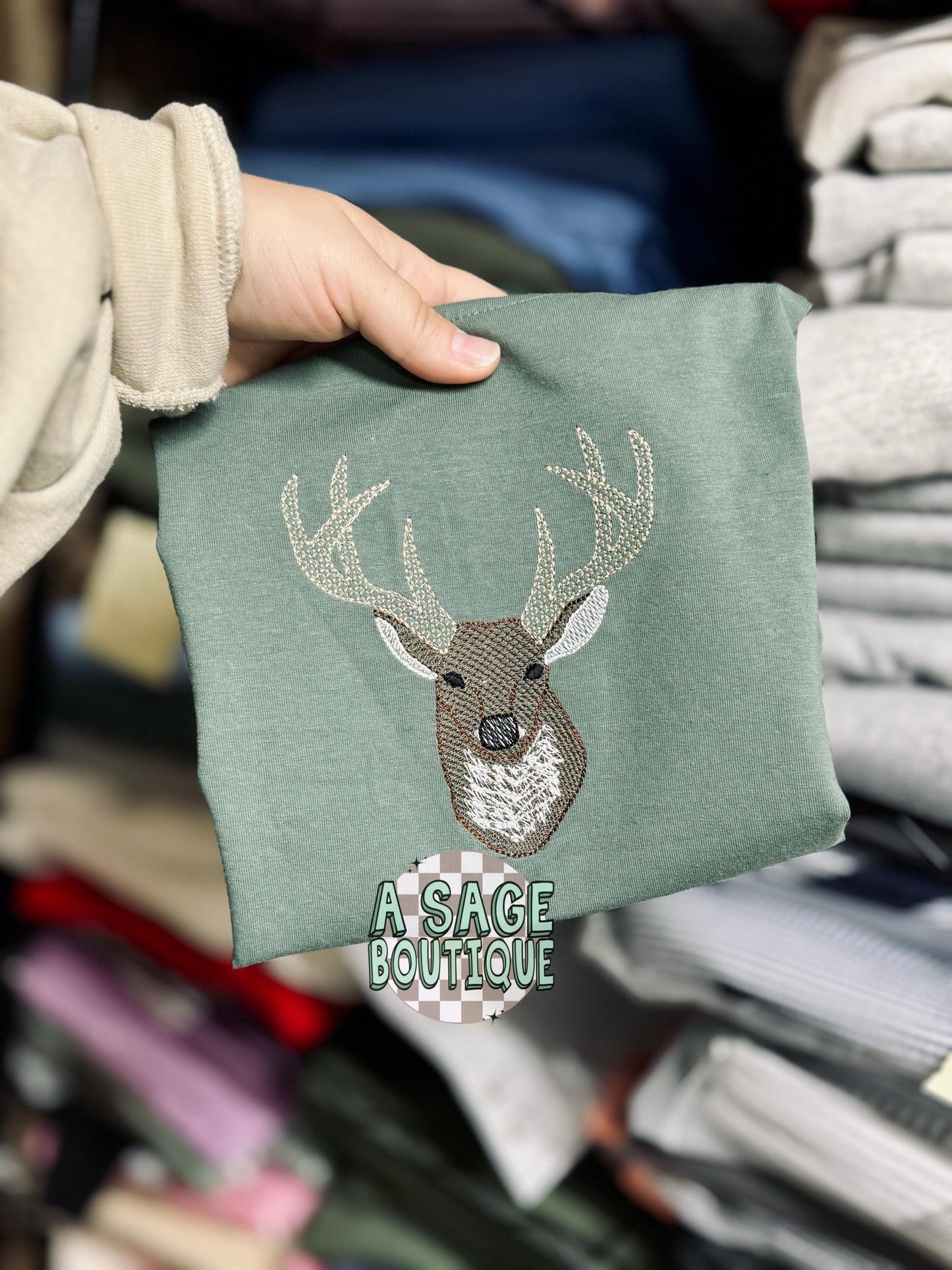 Embroidered Deer Bubble romper - T shirt - personalized - custom - embroidery - deer- buck - deer season - hunting season - name bubble tee