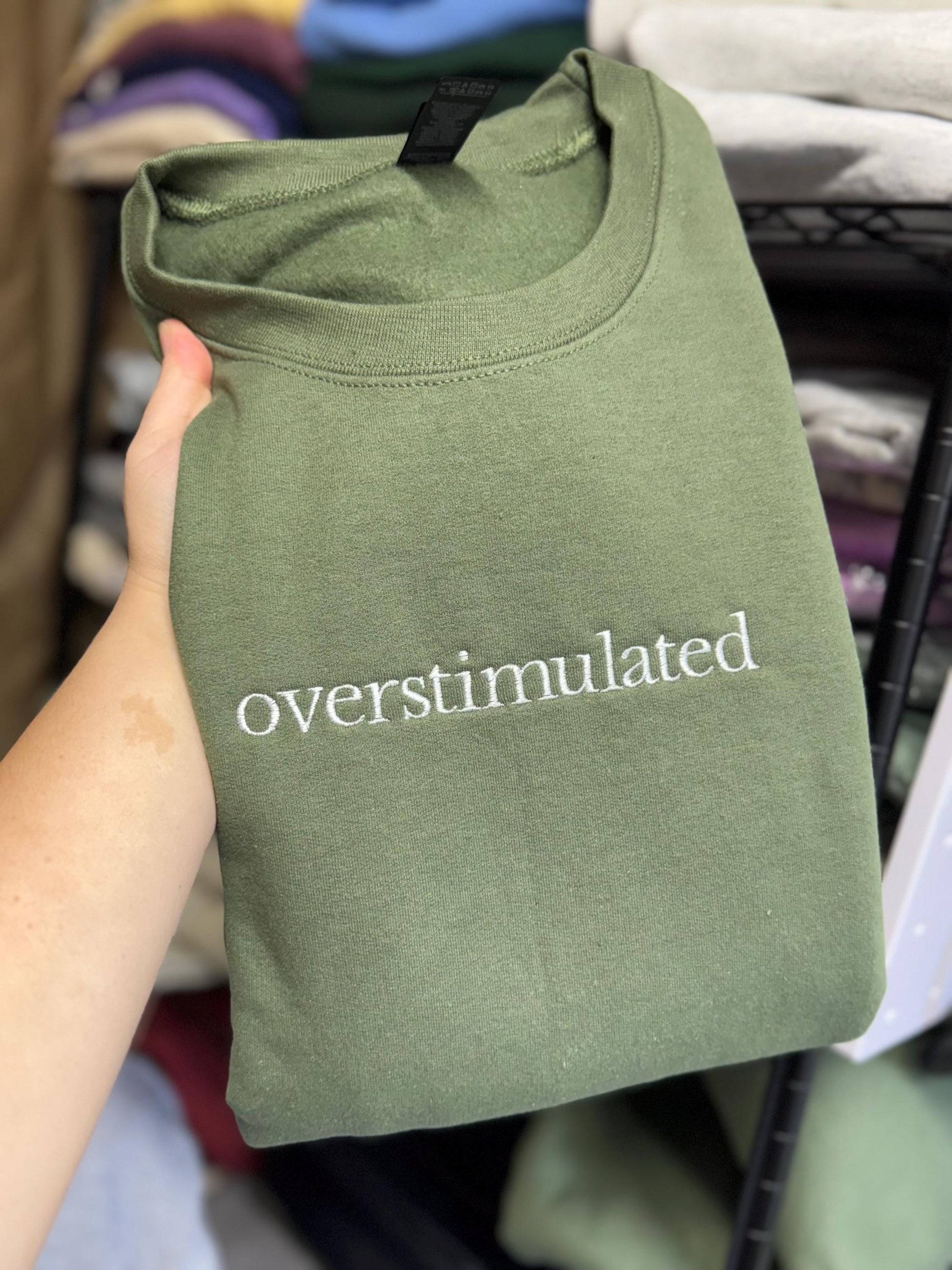 Overstimulated- embroidered - overthinking- overthinker - mom life - mama - xanax - I’m just a girl - stimulated- happy pills
