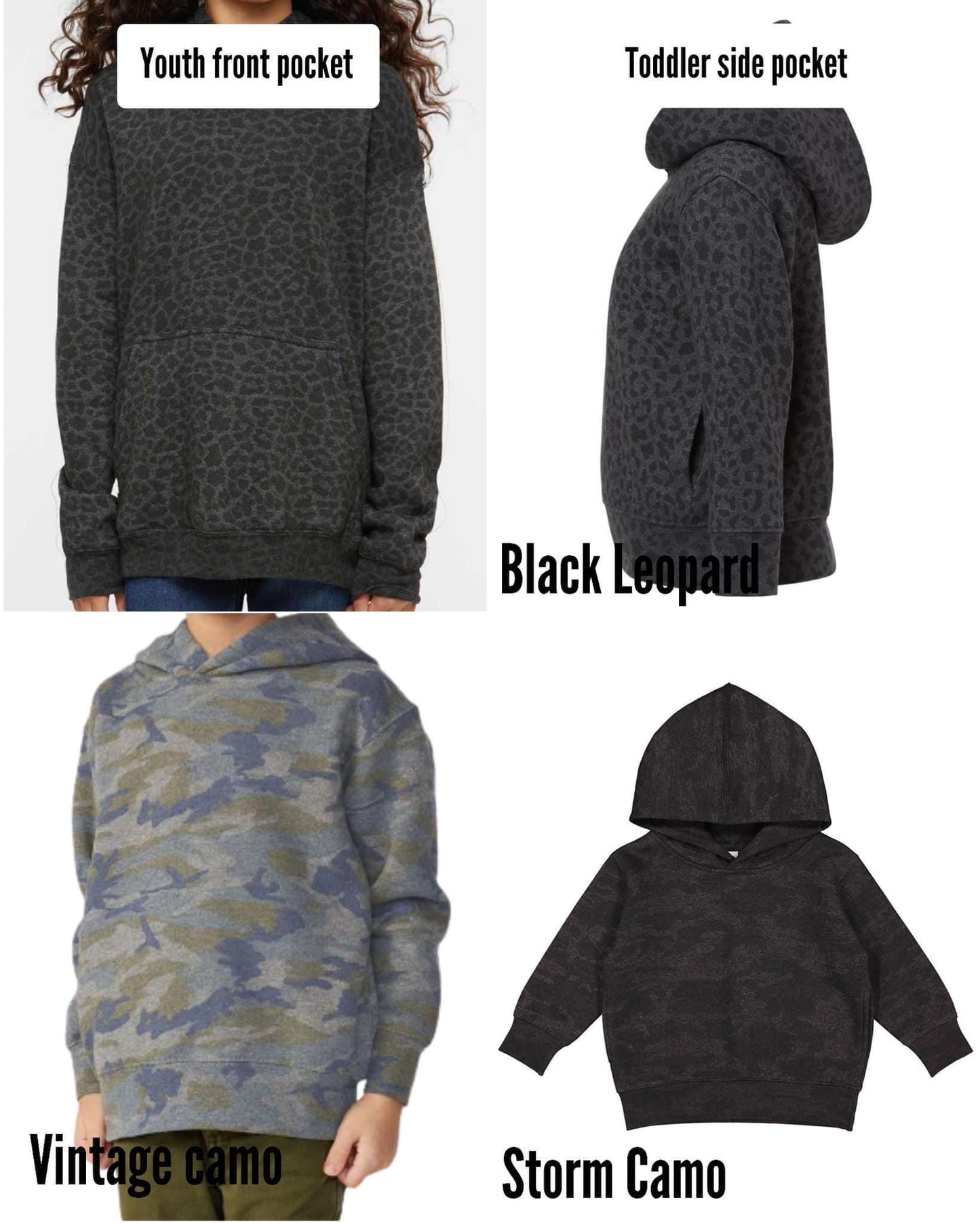 Embroidered double name hoodie / black leopard / vintage camo / embroidered kids hoodie / toddler hoodie / embroidery / custom name