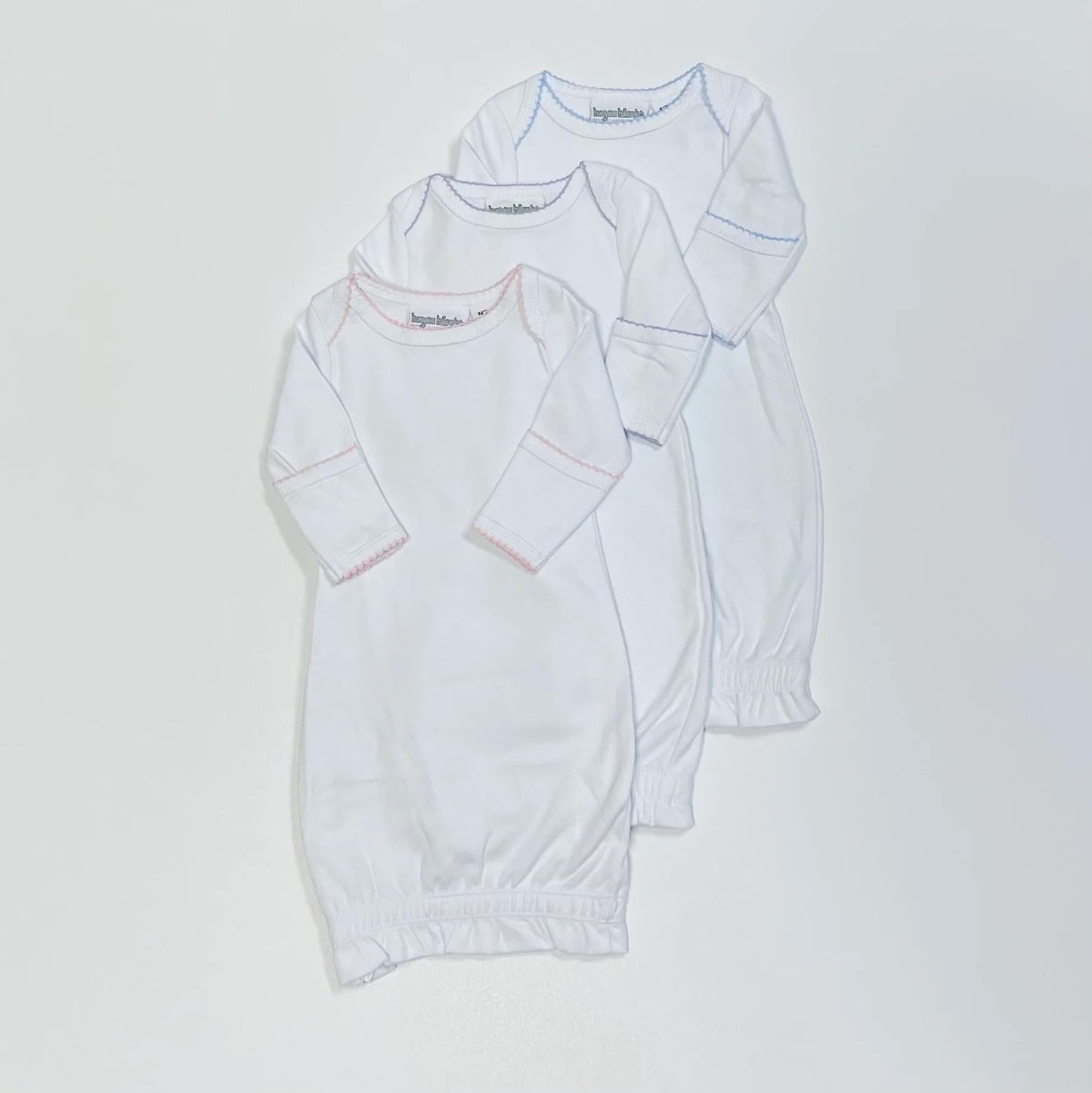 Embroidered applique infant newborn gown, leopard cheetah applique with cursive name, personalized custom infant baby gown, baby gift, baby