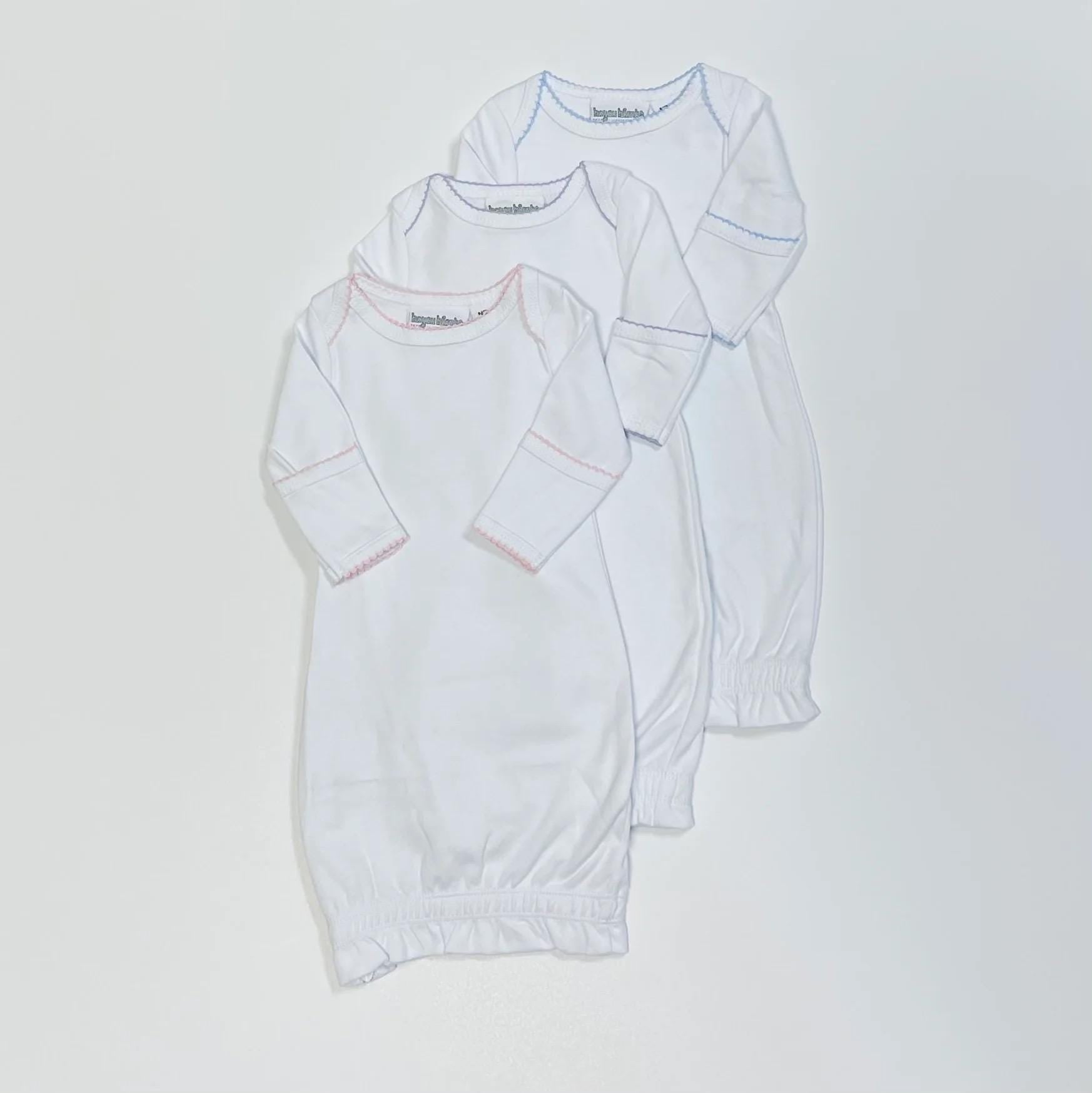 Embroidered applique infant newborn gown, leopard cheetah applique with cursive name, personalized custom infant baby gown, baby gift, baby