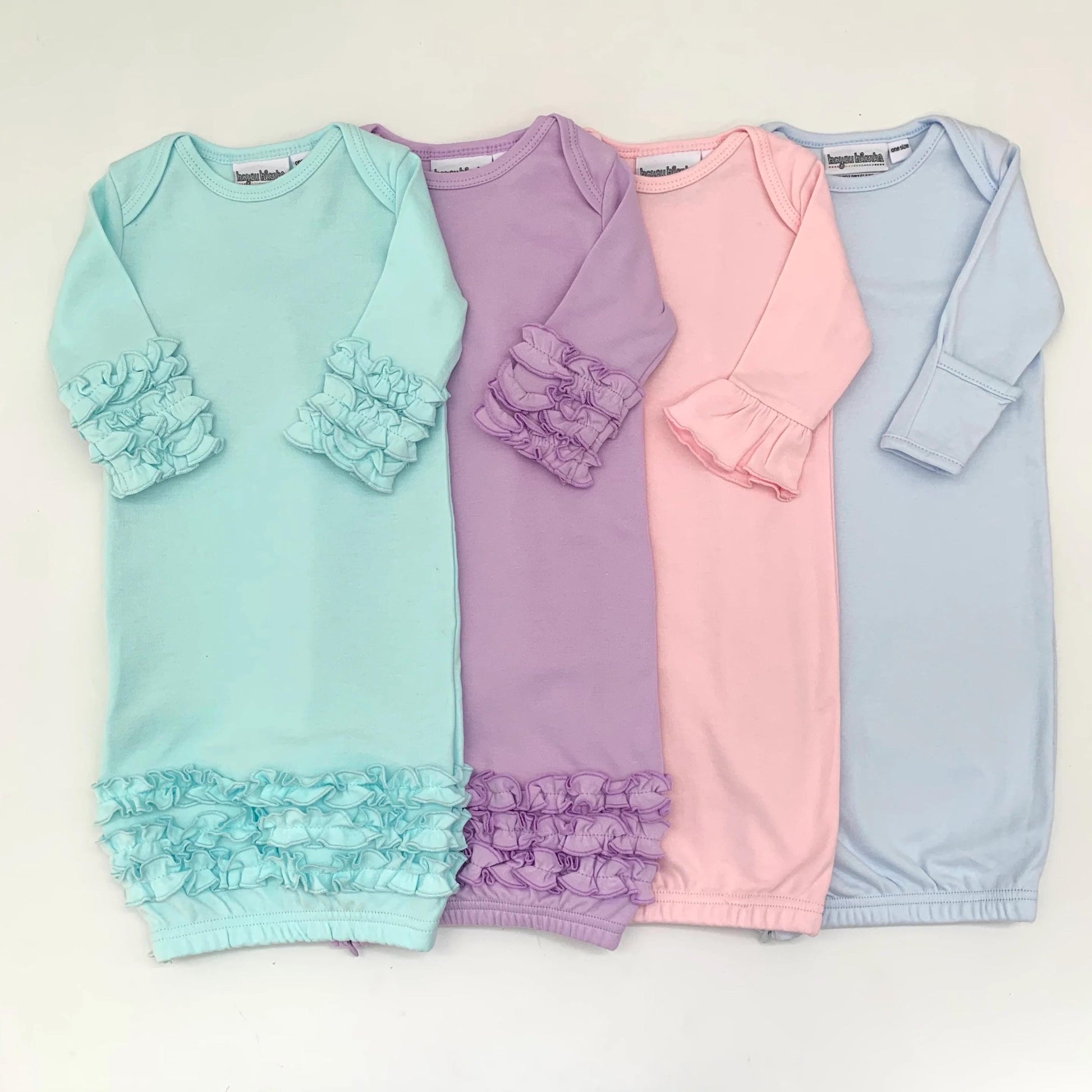 Embroidered applique infant newborn gown, leopard cheetah applique with cursive name, personalized custom infant baby gown, baby gift, baby