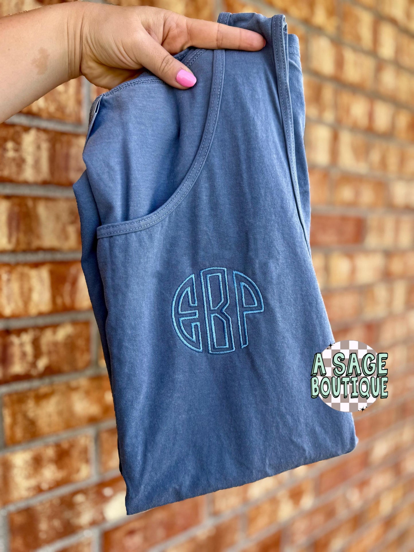 Monogram tank top - comfort colors tank top - unisex tank - monogram - embroidery - embroidered initials - custom t shirt - personalized tee