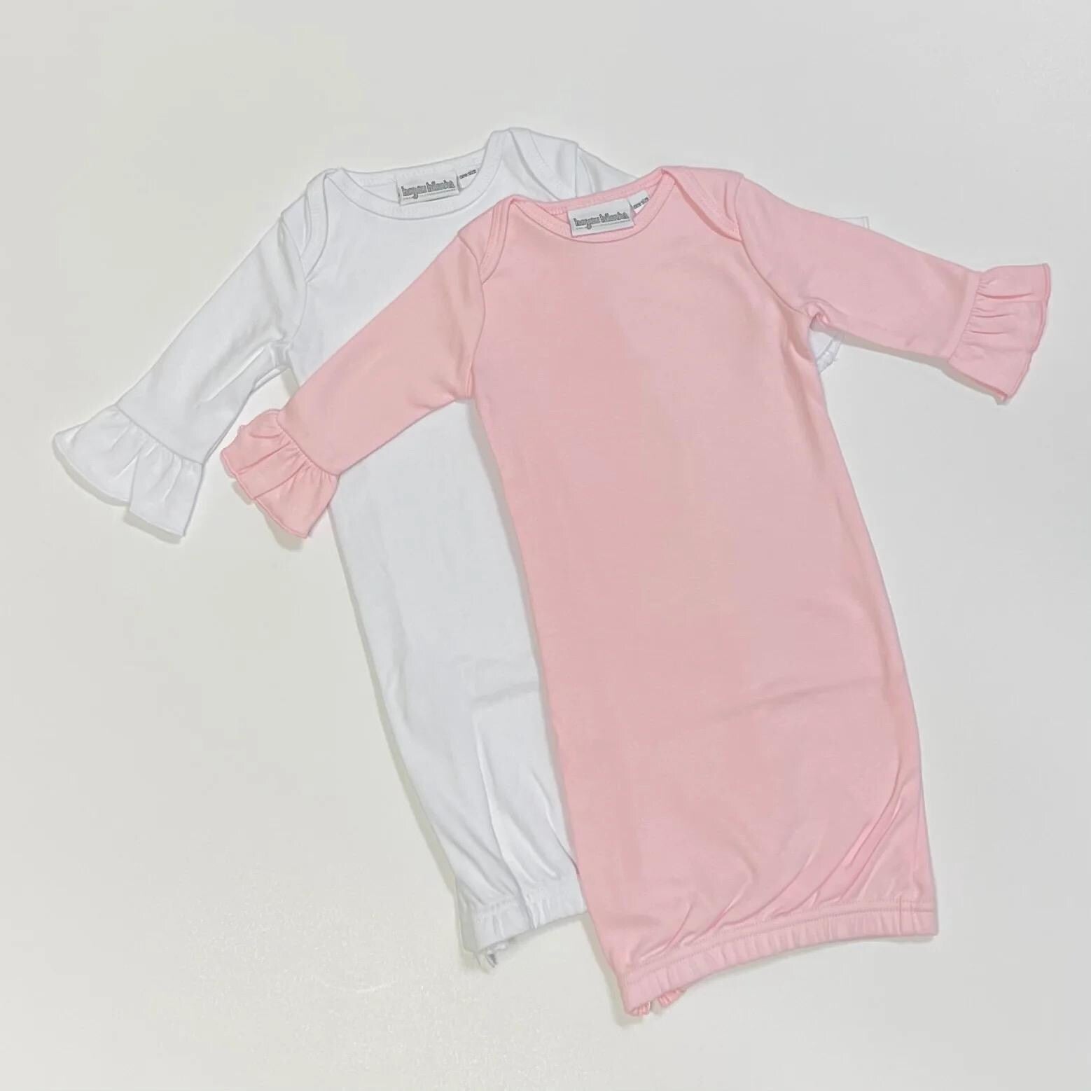 Embroidered monogram infant newborn gown, initials with cursive letters, personalized custom infant baby gown, baby gift, baby shower gift