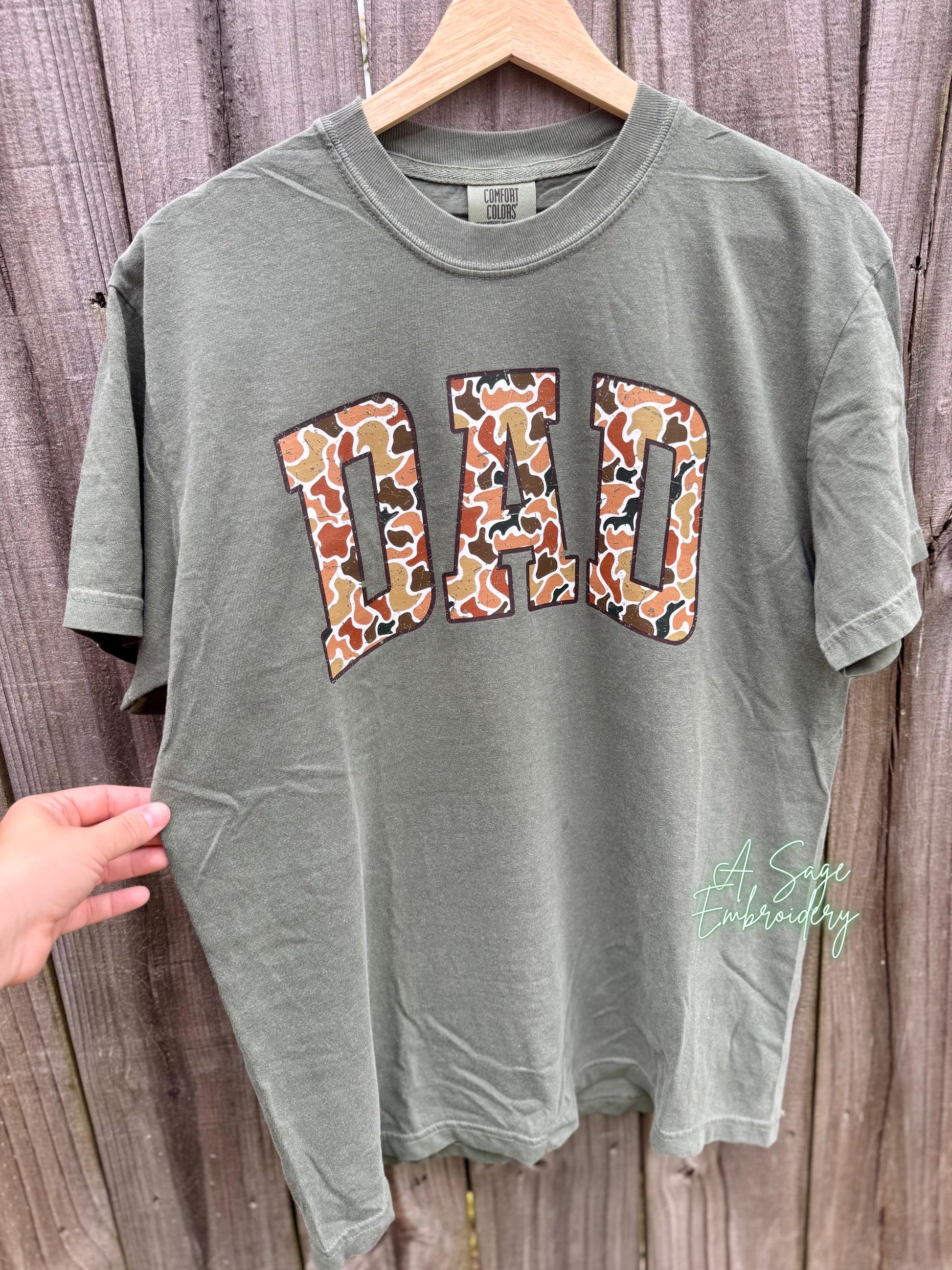 Camo dad t shirt, Father’s Day gift idea, camo dad dtf design, comfort colors tank top, Gildan sweatshirt, dad, dad tee, shirts