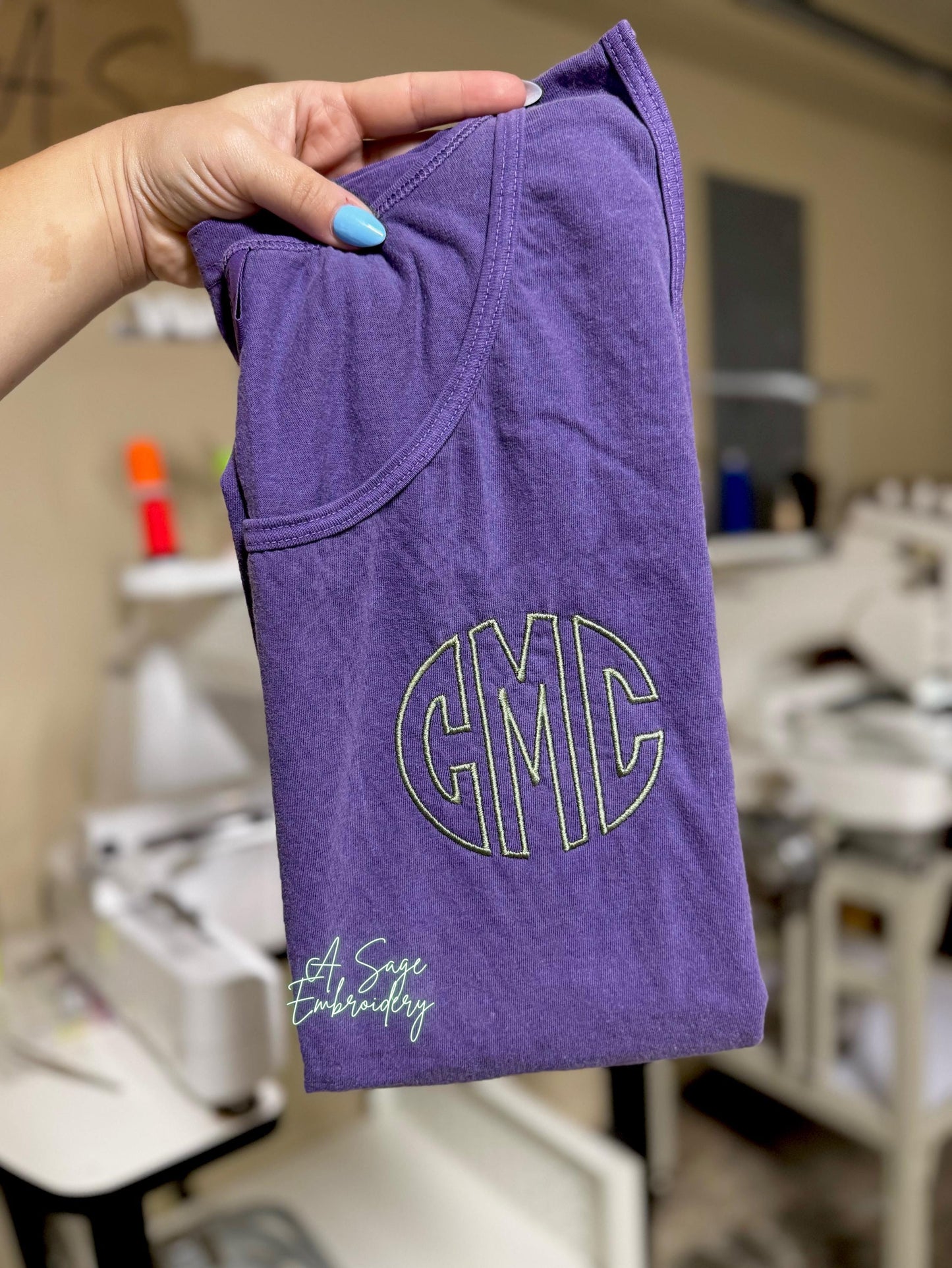 Monogram tank top - comfort colors tank top - unisex tank - monogram - embroidery - embroidered initials - custom t shirt - personalized tee