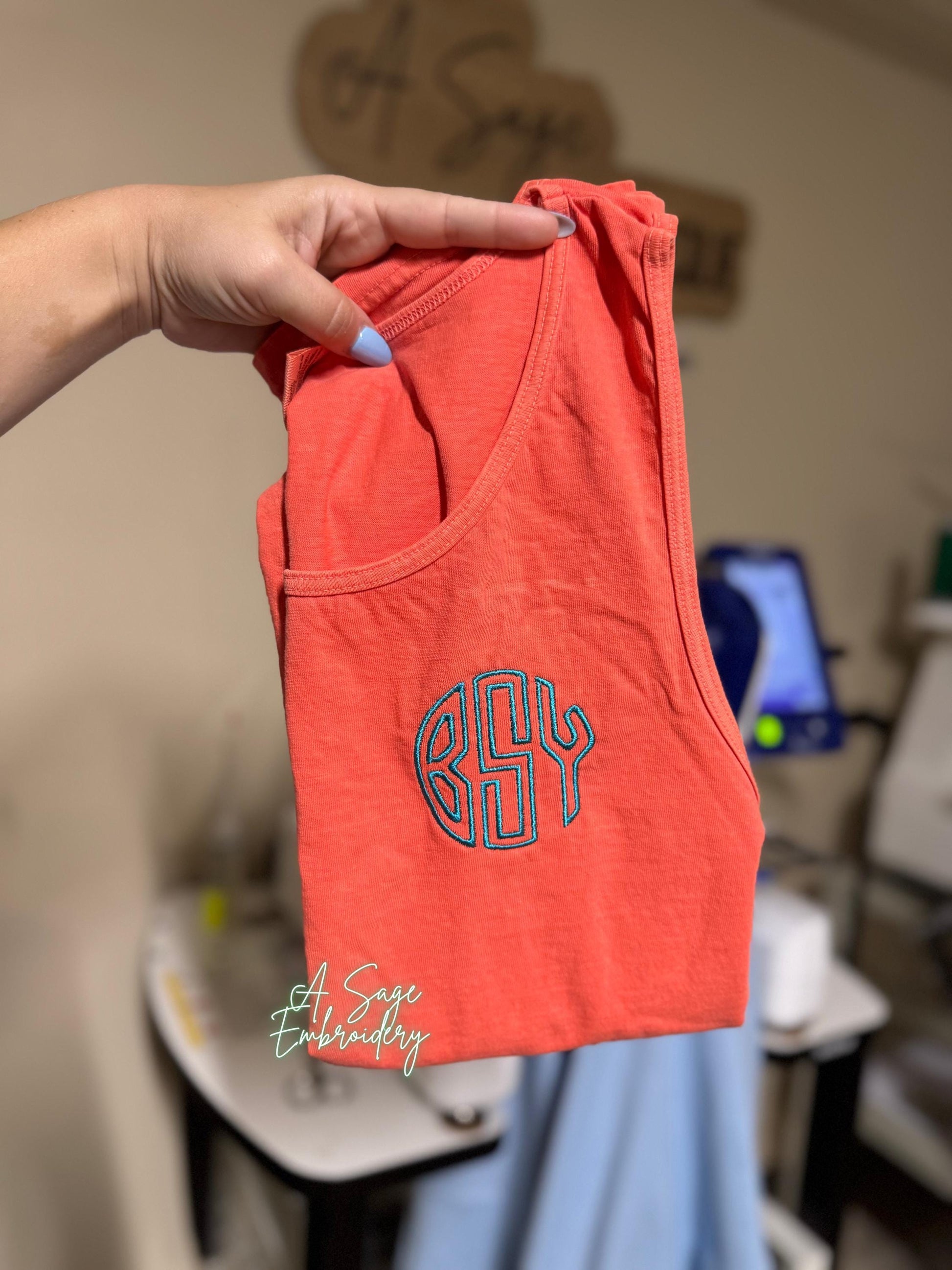 Monogram tank top - comfort colors tank top - unisex tank - monogram - embroidery - embroidered initials - custom t shirt - personalized tee
