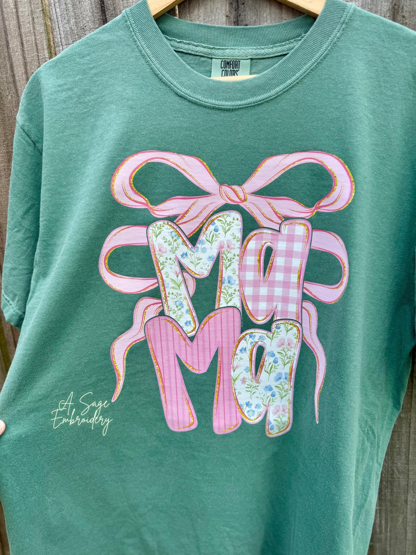 Mama on comfort colors, Gildan, tank top summer, mama floral, plaid couchette mama dtf design, unisex fit, floral striped mama, coquette bow