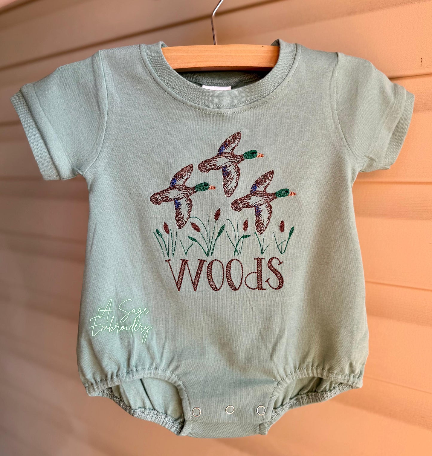 Personalized mallard duck Bubble Romper - custom name - bubble - personalized name - bubble romper - embroidered romper - embroidery