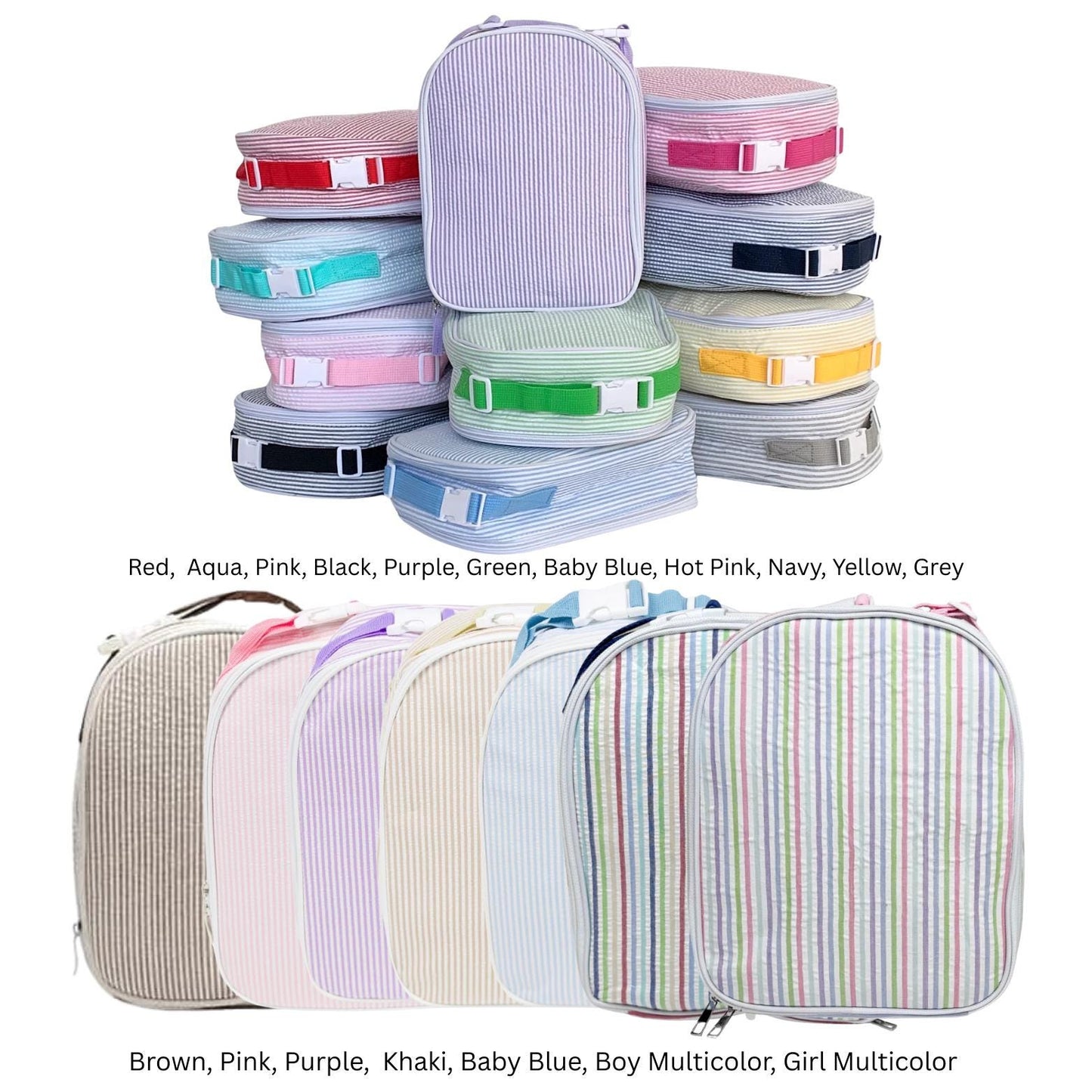 Deer seersucker lunch box - embroidered lunchbox - personalized - monogram - seersucker - lunch box - backpack - back to school - kids lunch