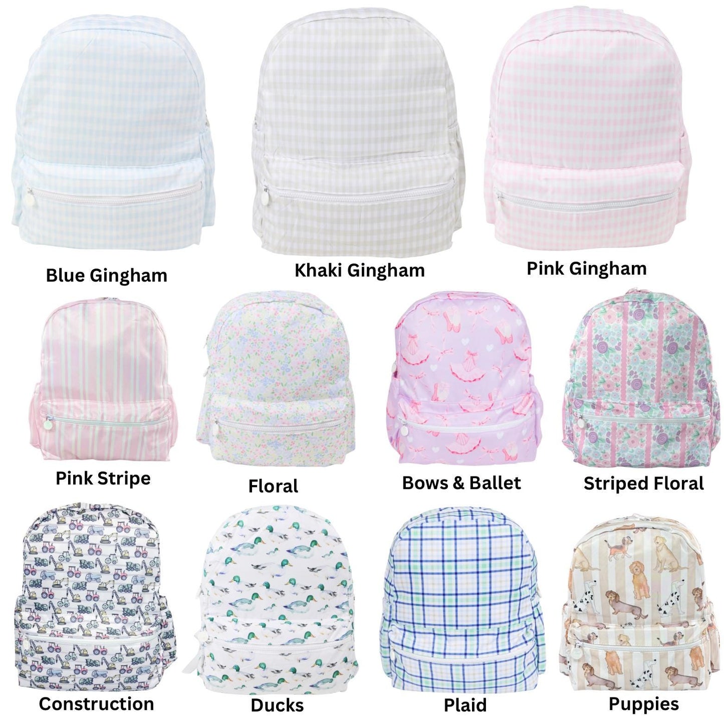 Embroidered Seersucker backpack - mallard ducks gingham - kids backpack - diaper bag - adult backpack - embroidered backpack - embroidery