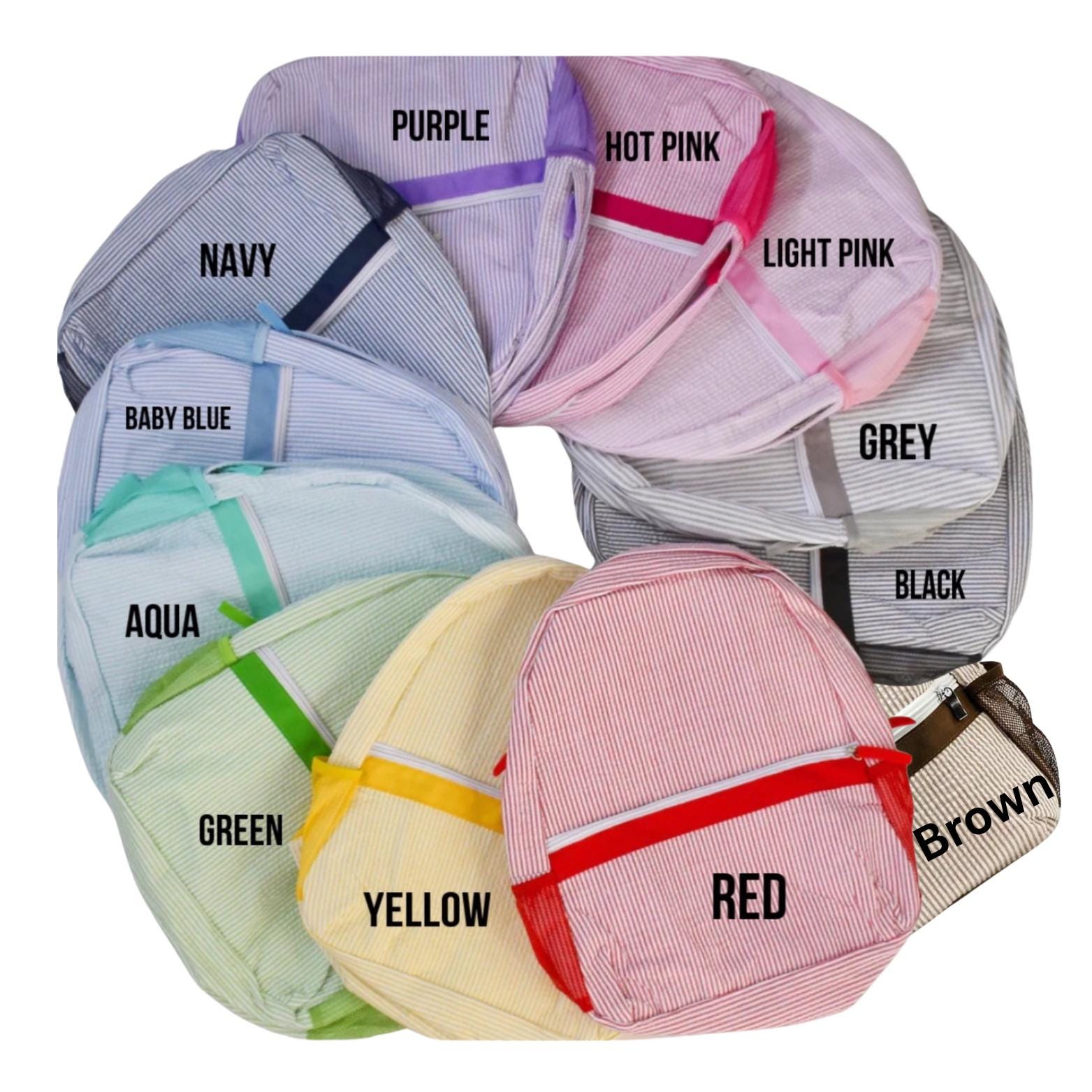 Dancer - ballet - ballerina - seersucker back pack - diaper bag - kids bag - toddler backpack - embroidered backpack - personalized bag