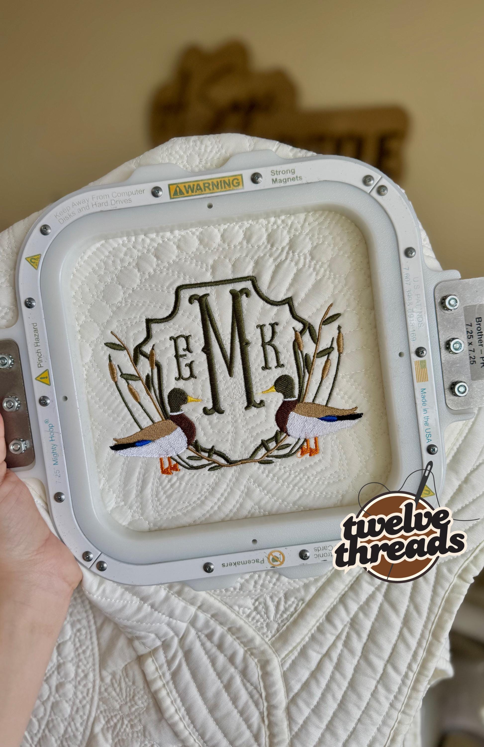 Embroidered mallard duck heirloom quilt with custom monogram, personalized baby blanket, baby boy quilt, embroidered custom heirloom blanket