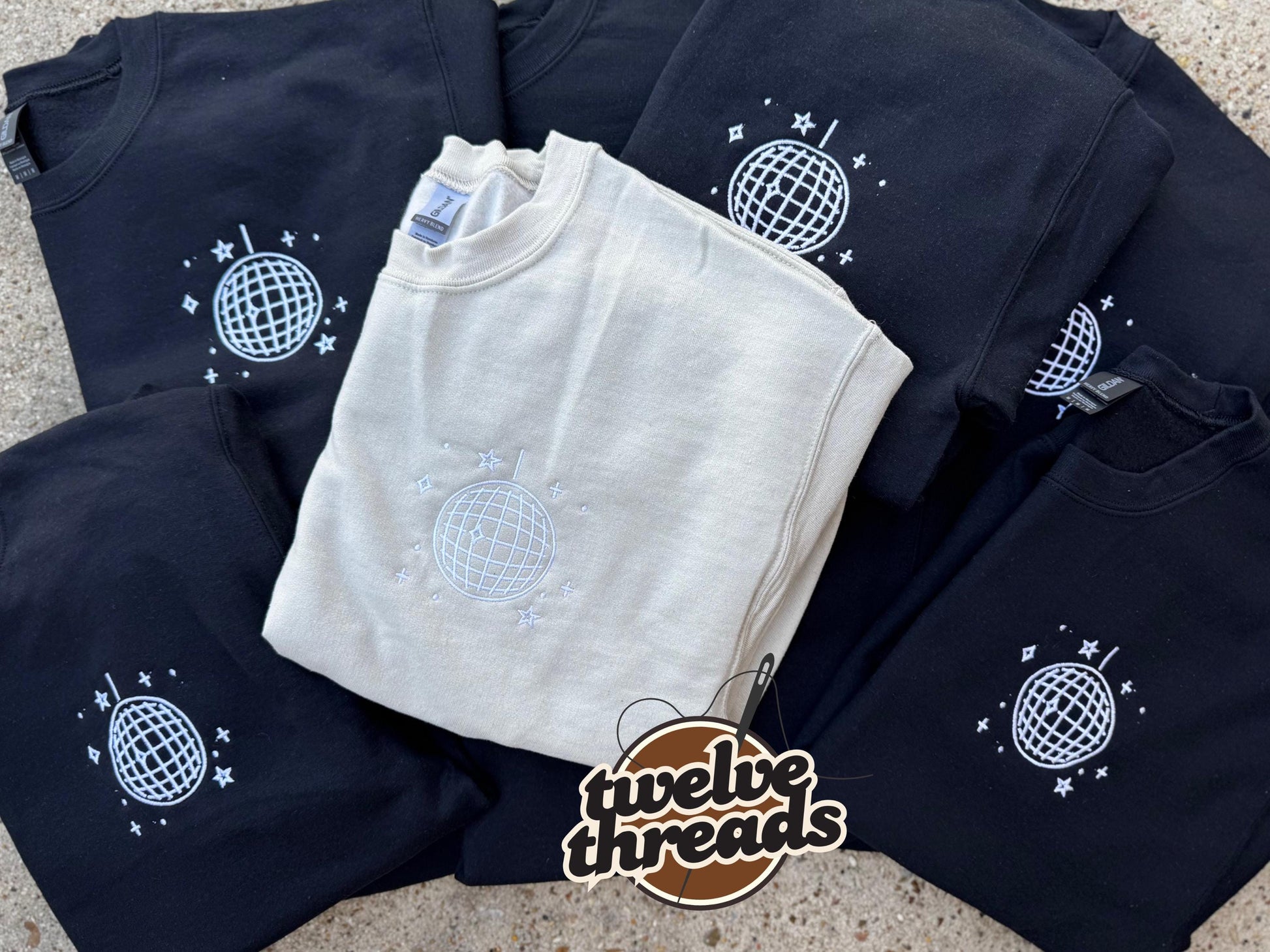 Disco ball - embroidery - embroidered - bachelorette- wedding - wife - cowgirl - retro - disco sweatshirt- t shirt